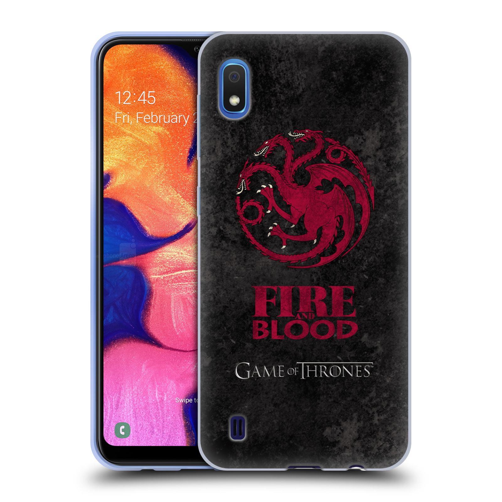 Silikonové pouzdro na mobil Samsung Galaxy A10 - Head Case - Hra o trůny - Sigils Targaryen - Fire and Blood - výprodej