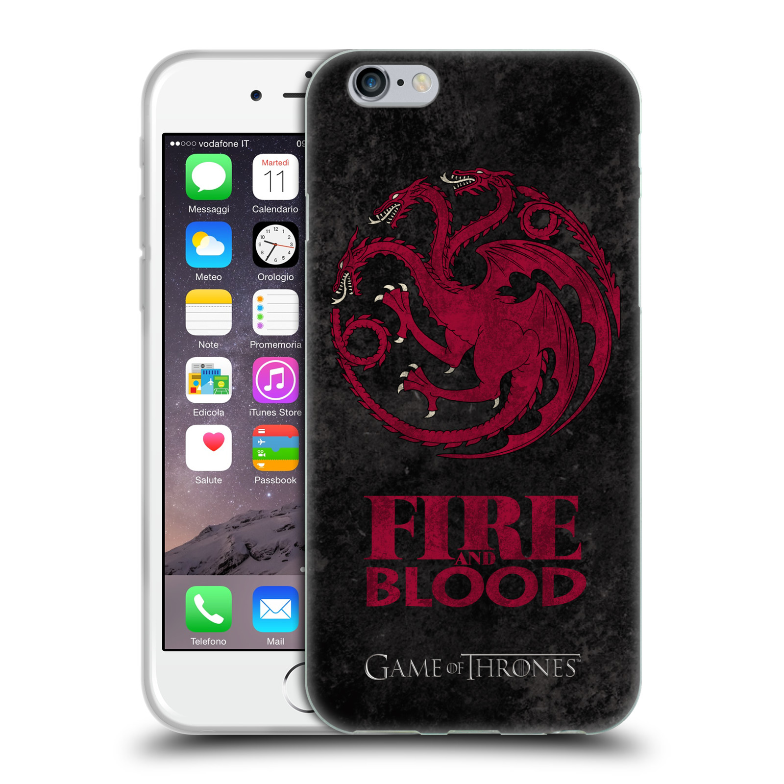 Silikonové pouzdro na mobil Apple iPhone 6 HEAD CASE Hra o trůny - Sigils Targaryen - Fire and Blood (Silikonový kryt či obal na mobilní telefon s licencovaným motivem Hra o trůny - Game Of Thrones pro Apple iPhone 6)
