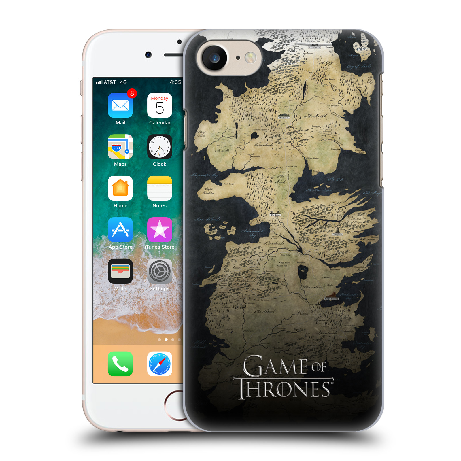 Plastové pouzdro na mobil Apple iPhone 7 HEAD CASE Hra o trůny - Mapa západozemí (Plastový kryt či obal na mobilní telefon s licencovaným motivem Hra o trůny / Game Of Thrones pro Apple iPhone 7)