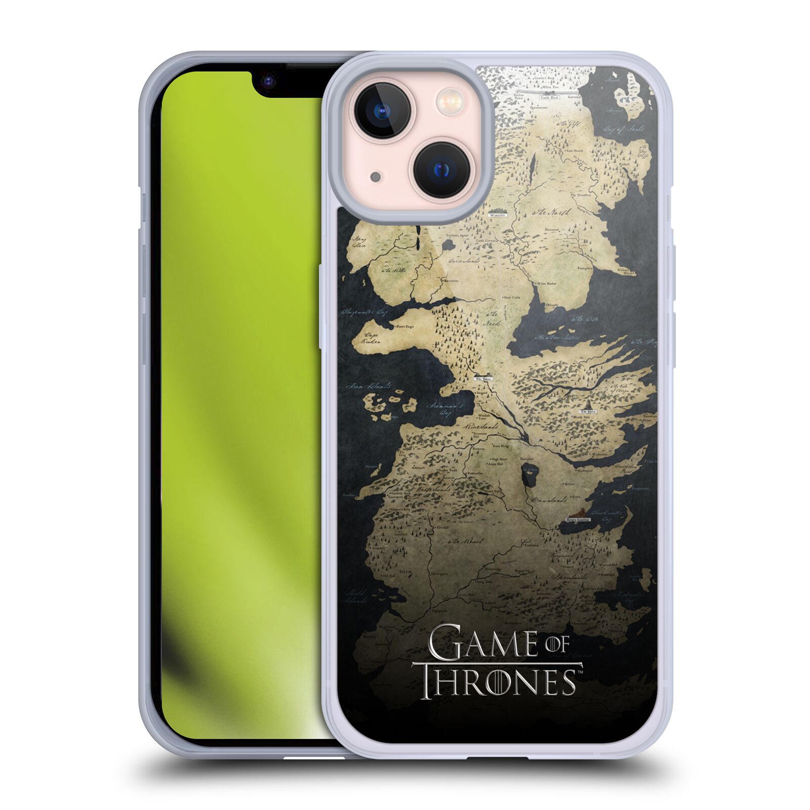 Silikonové pouzdro na mobil Apple iPhone 13 - Head Case - Hra o trůny - Mapa západozemí (Silikonový kryt, obal, pouzdro na mobilní telefon Apple iPhone 13 s motivem Hra o trůny - Mapa západozemí)