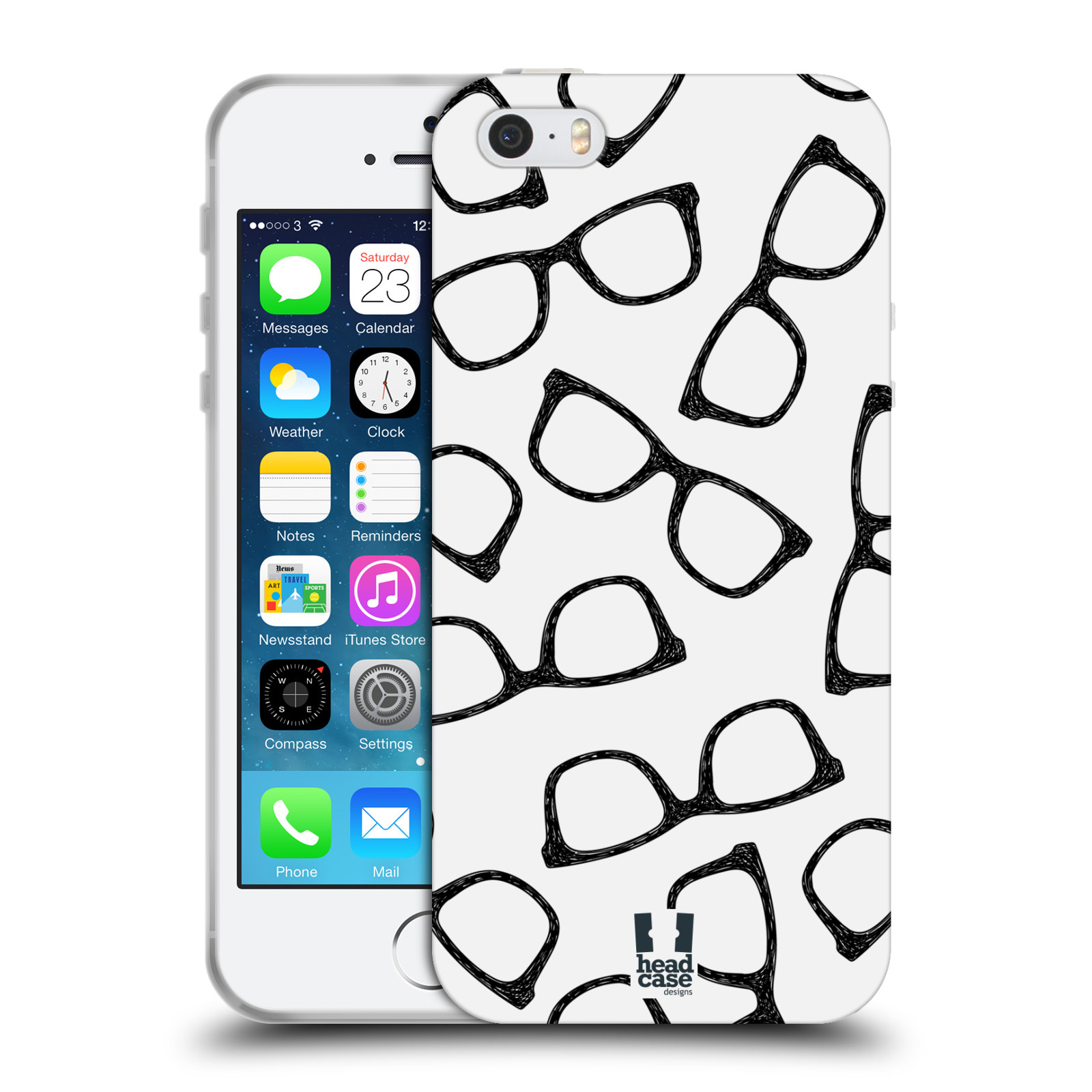 Silikonové pouzdro na mobil Apple iPhone 5, 5S, SE - Head Case - HIPSTER BRÝLE (Silikonový kryt, obal, pouzdro na mobilní telefon Apple iPhone SE, 5S a 5 s motivem HIPSTER BRÝLE)