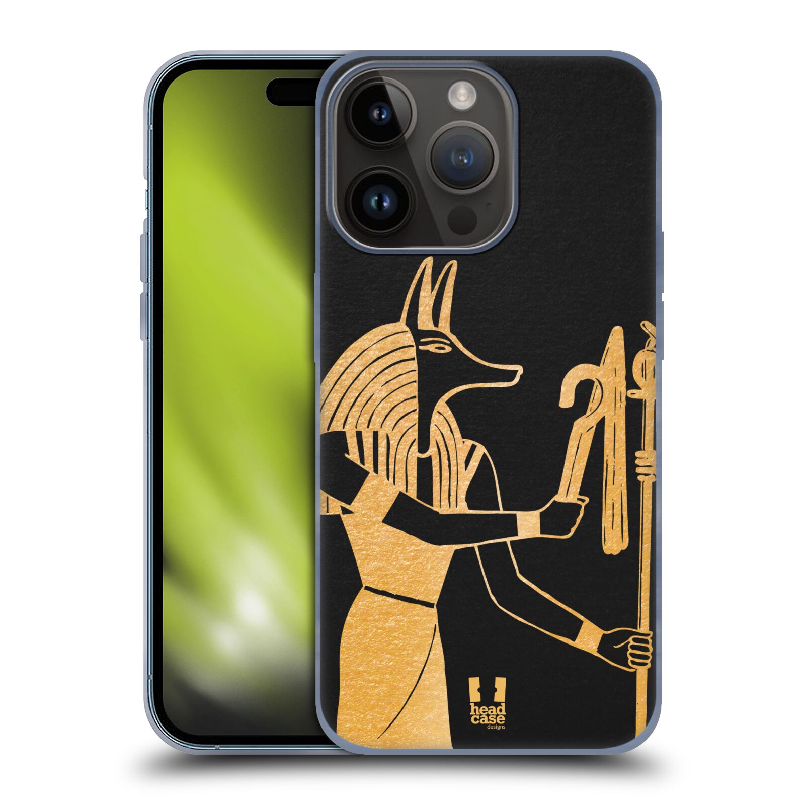 Silikonové lesklé pouzdro na mobil Apple iPhone 15 Pro - Head Case - EGYPT ANUBIS (Silikonový lesklý kryt, obal, pouzdro na mobilní telefon Apple iPhone 15 Pro s motivem EGYPT ANUBIS)