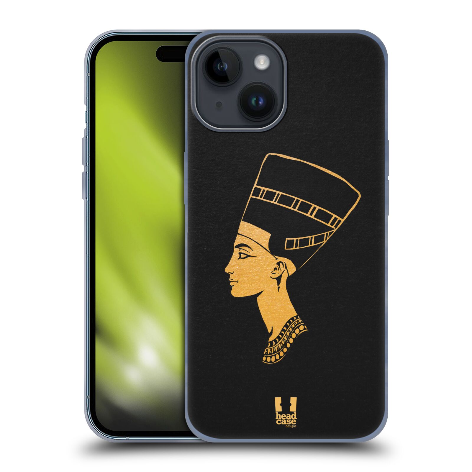 Silikonové lesklé pouzdro na mobil Apple iPhone 15 - Head Case - EGYPT NEFERTITI (Silikonový lesklý kryt, obal, pouzdro na mobilní telefon Apple iPhone 15 s motivem EGYPT NEFERTITI)
