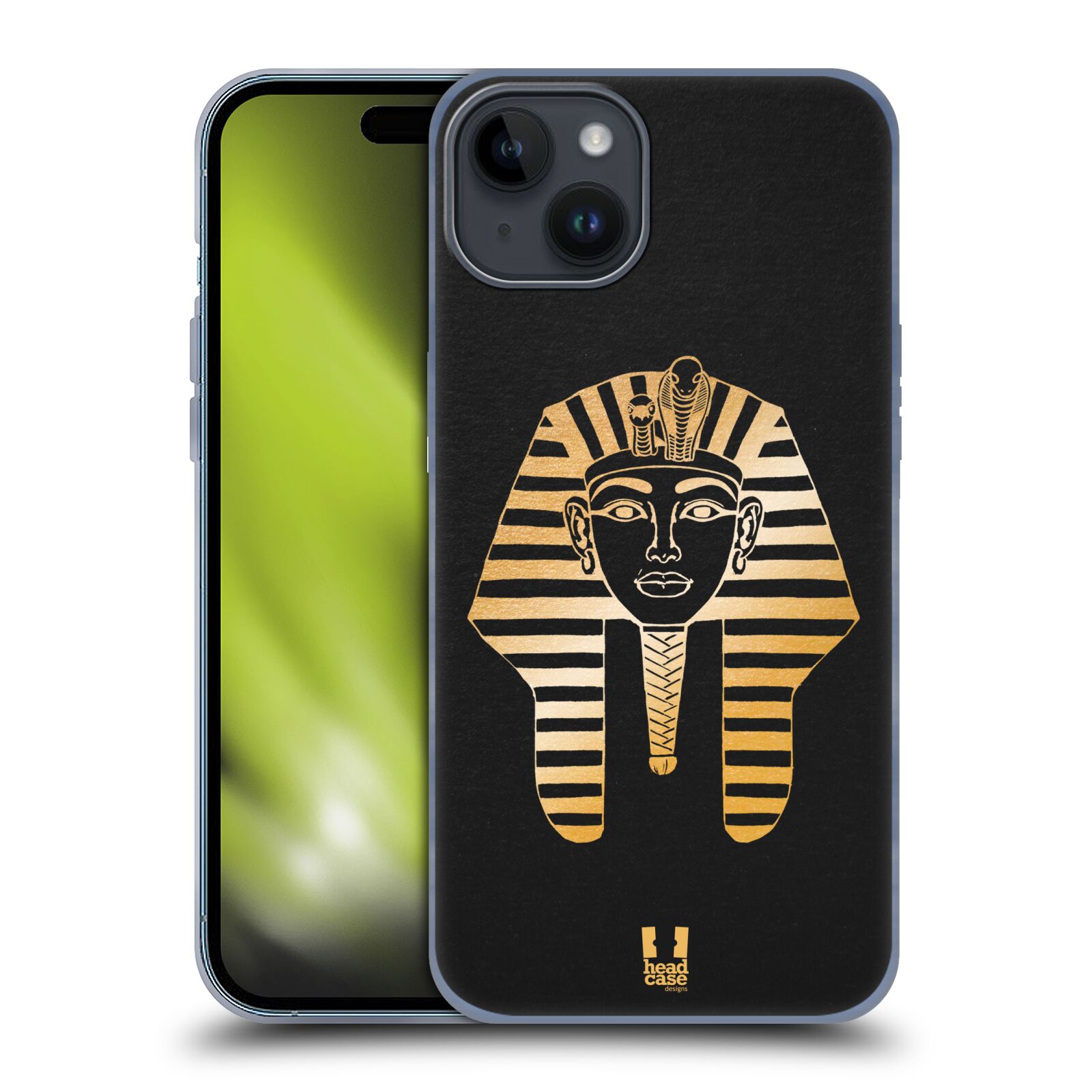 Silikonové lesklé pouzdro na mobil Apple iPhone 15 Plus - Head Case - EGYPT FARAON (Silikonový lesklý kryt, obal, pouzdro na mobilní telefon Apple iPhone 15 Plus s motivem EGYPT FARAON)