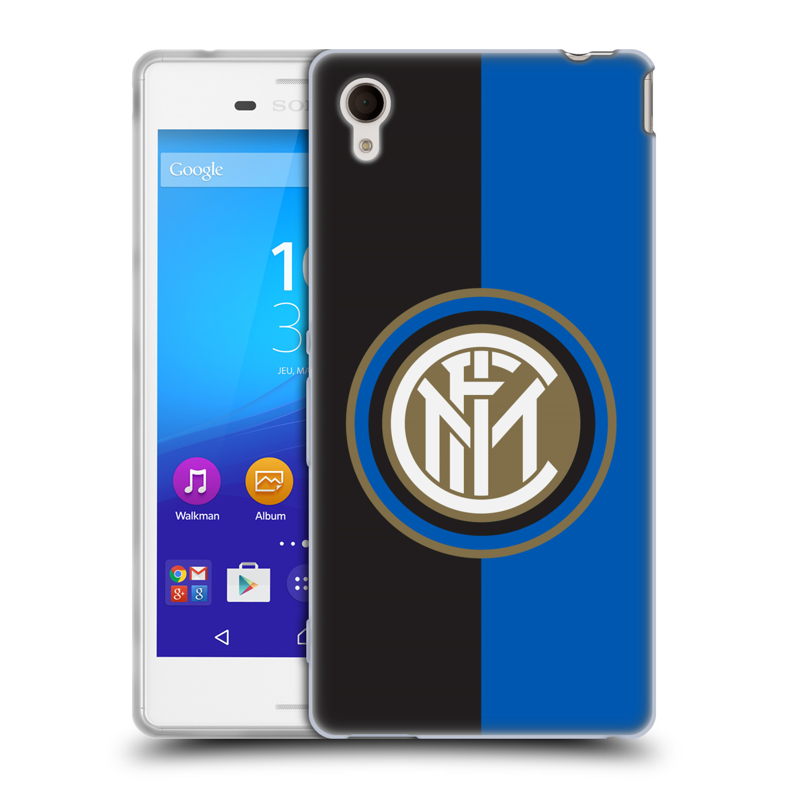 Silikonové pouzdro na mobil Sony Xperia M4 Aqua E2303 - Head Case - Inter Milan - Black and blue