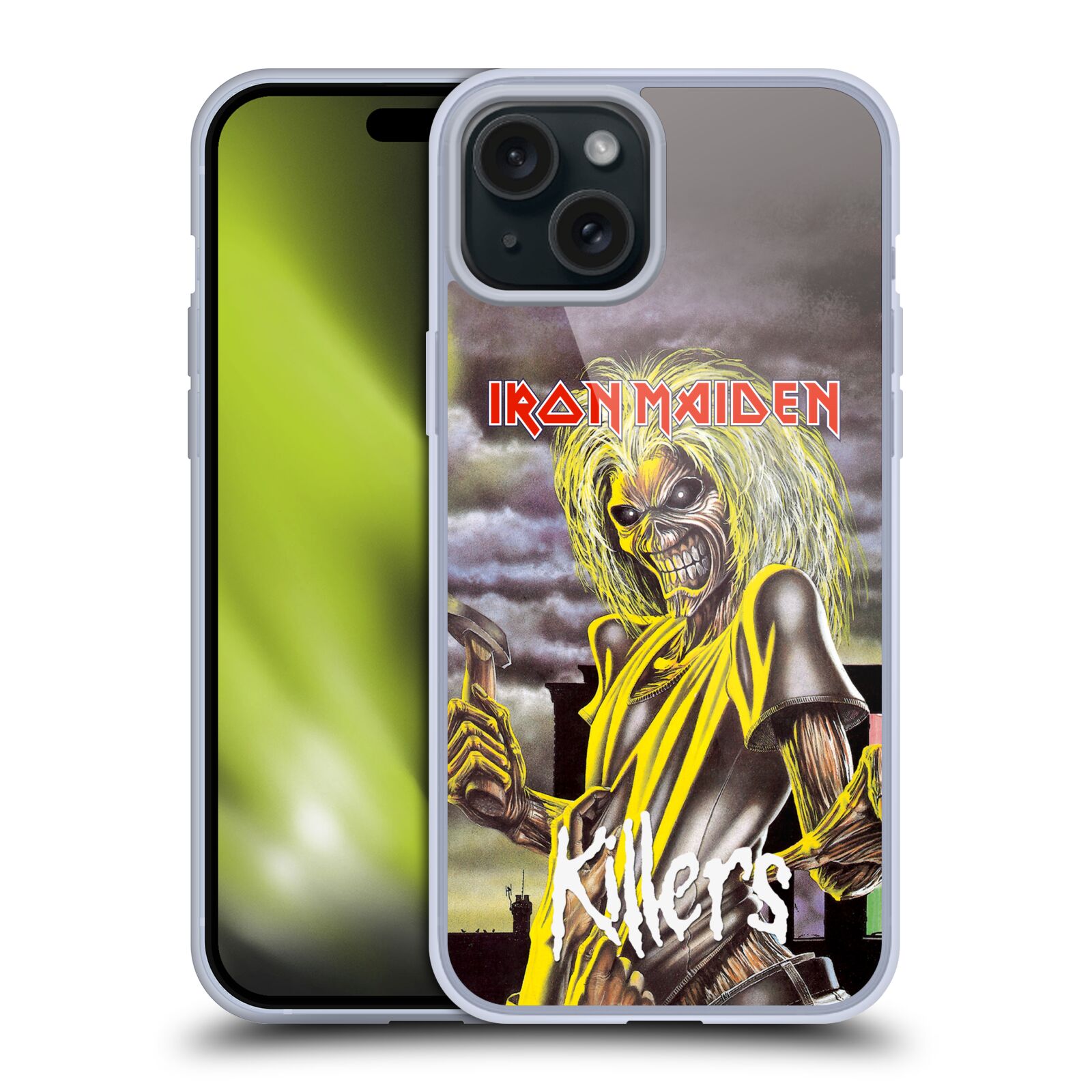 Silikonové lesklé pouzdro na mobil Apple iPhone 15 Plus - Head Case - Iron Maiden - Killers (Silikonový lesklý kryt, obal, pouzdro na mobilní telefon Apple iPhone 15 Plus s motivem Iron Maiden - Killers)