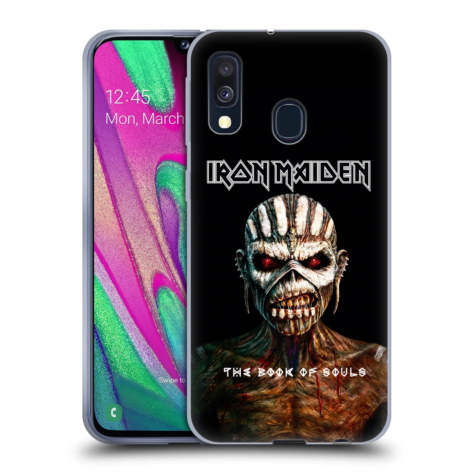 Silikonové pouzdro na mobil Samsung Galaxy A40 - Head Case - Iron Maiden - The Book Of Souls (Silikonový kryt, obal, pouzdro na mobilní telefon Samsung Galaxy A40 A405F Dual SIM s motivem Iron Maiden - The Book Of Souls)