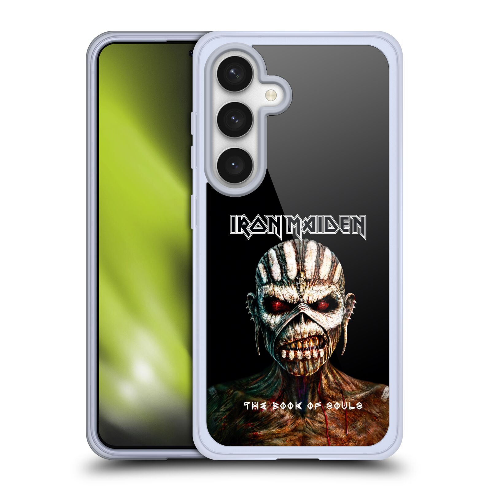 Silikonové lesklé pouzdro na mobil Samsung Galaxy S24 - Head Case - Iron Maiden - The Book Of Souls (Silikonový kryt, obal, pouzdro na mobilní telefon Samsung Galaxy S24 s motivem Iron Maiden - The Book Of Souls)