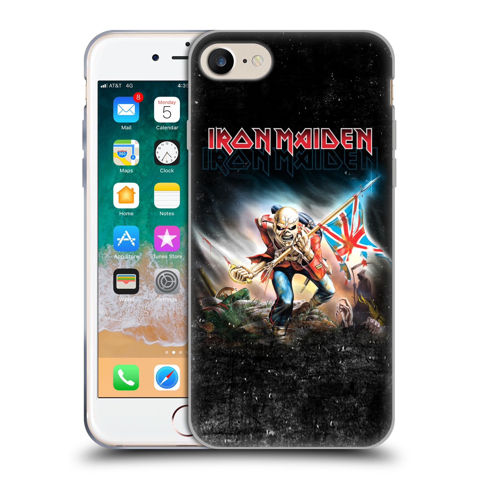 Silikonové pouzdro na mobil Apple iPhone 7 HEAD CASE - Iron Maiden - Trooper 2016 (Silikonový kryt či obal na mobilní telefon s licencovaným motivem Iron Maiden Apple iPhone 7)