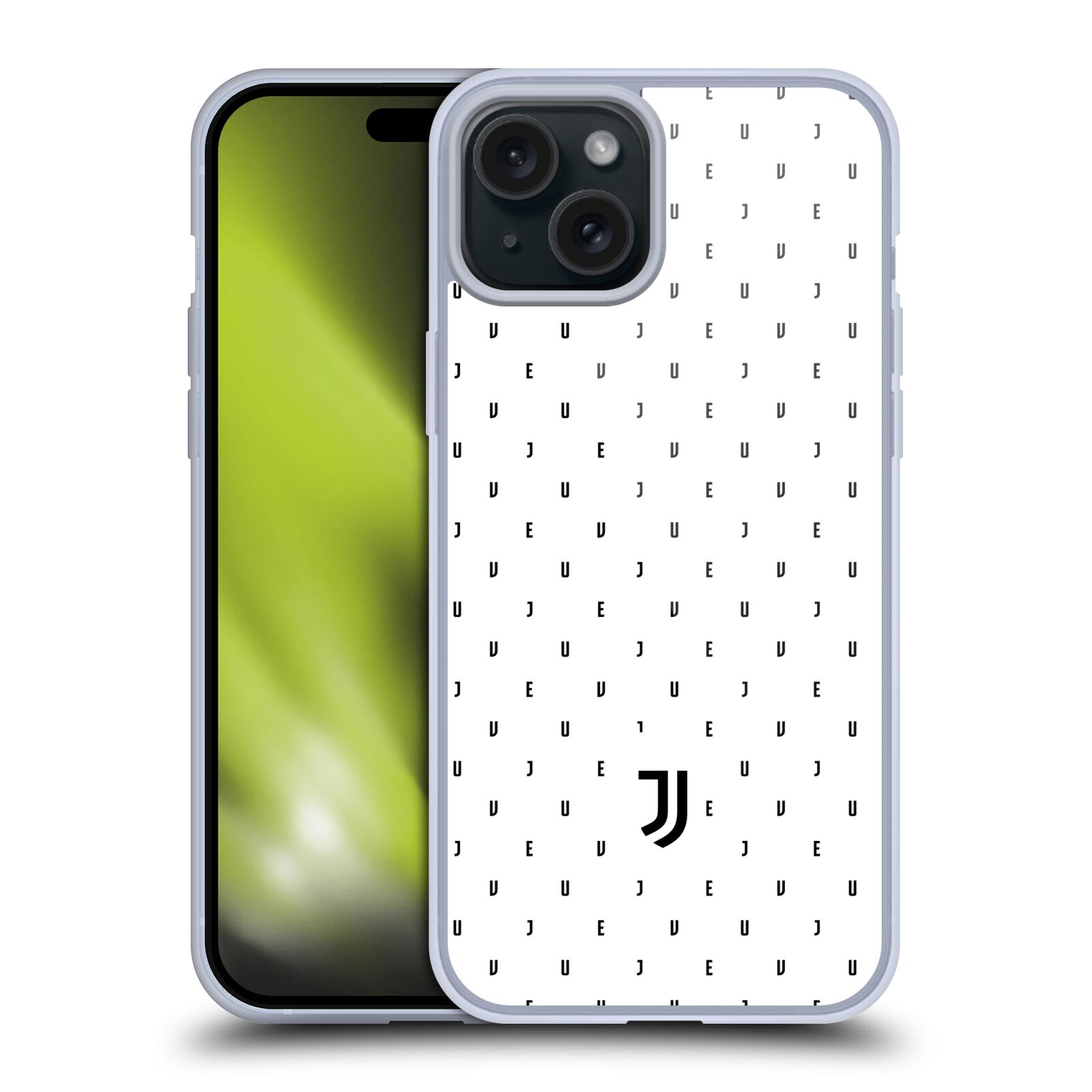 Silikonové lesklé pouzdro na mobil Apple iPhone 15 Plus - Head Case - Juventus FC - Nové logo - Decentní (Silikonový lesklý kryt, obal, pouzdro na mobilní telefon s motivem Juventus FC - Nové logo - Decentní pro Apple iPhone 15 Plus)