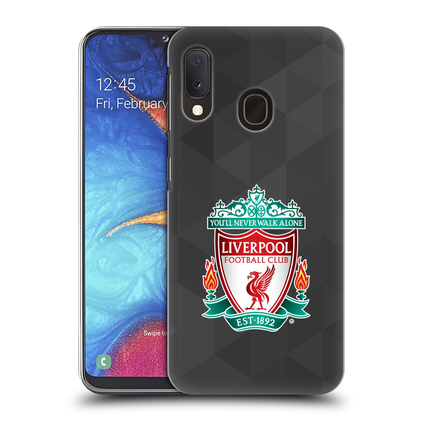 Plastové pouzdro na mobil Samsung Galaxy A20e - Head Case - ZNAK LIVERPOOL FC OFFICIAL GEOMETRIC BLACK (Plastový kryt, pouzdro, obal na mobilní telefon Samsung Galaxy A20e A202F Dual SIM s motivem ZNAK LIVERPOOL FC OFFICIAL GEOMETRIC BLACK)