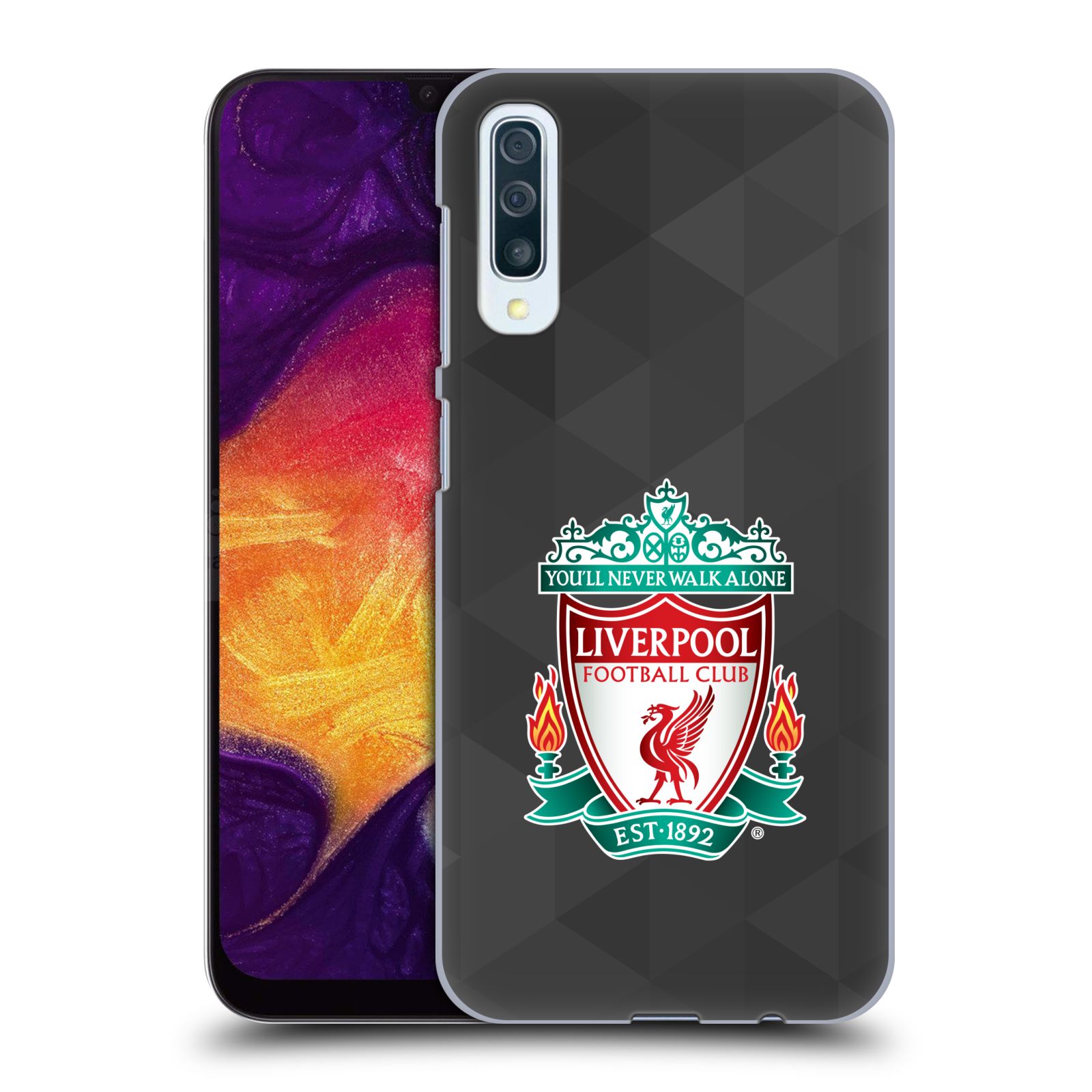 Plastové pouzdro na mobil Samsung Galaxy A50 / A30s - Head Case - ZNAK LIVERPOOL FC OFFICIAL GEOMETRIC BLACK (Plastový kryt, pouzdro, obal na mobilní telefon Samsung Galaxy A50 / A30s z roku 2019 s motivem ZNAK LIVERPOOL FC OFFICIAL GEOMETRIC BLACK)