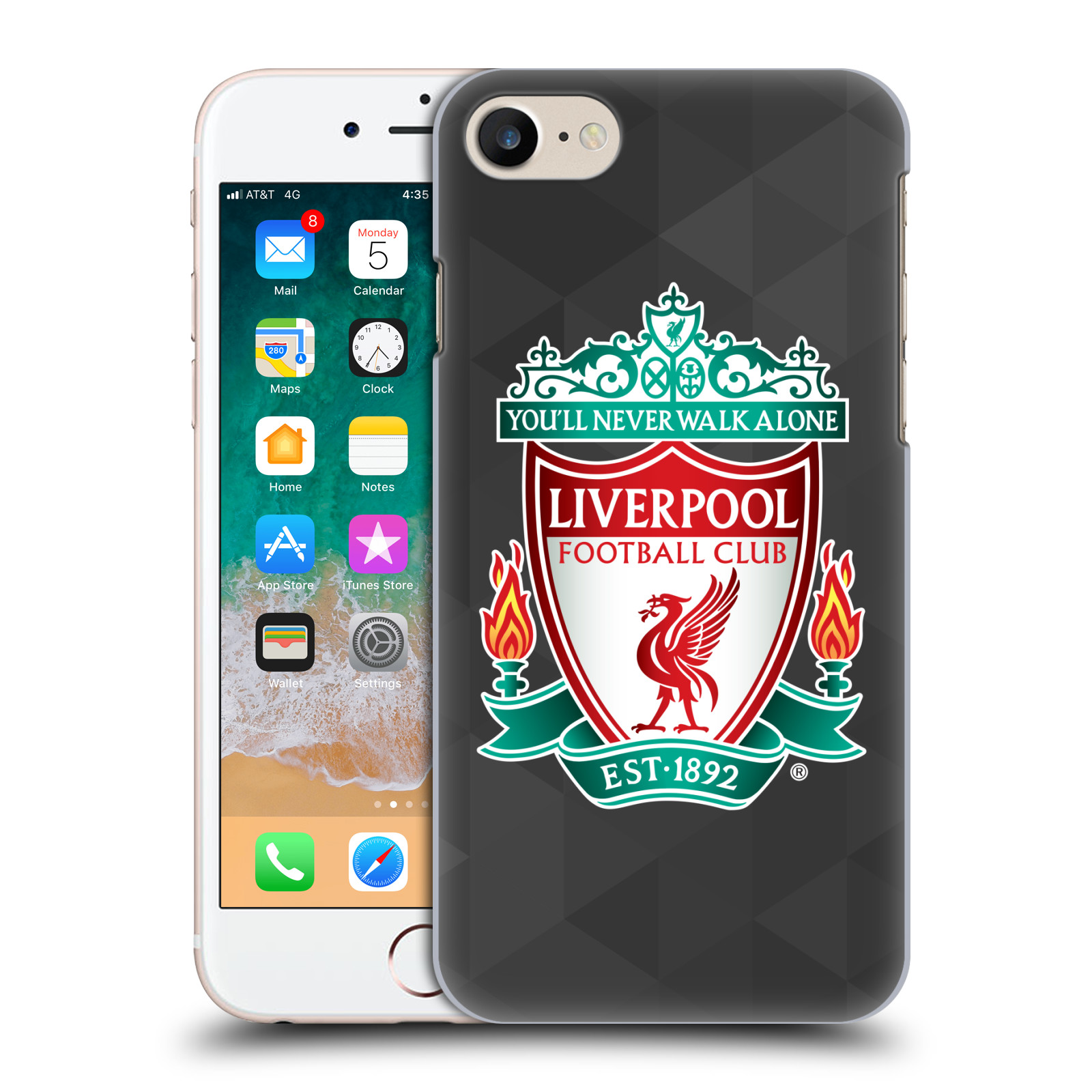 Plastové pouzdro na mobil Apple iPhone 7 HEAD CASE ZNAK LIVERPOOL FC OFFICIAL GEOMETRIC BLACK (Plastový kryt či obal na mobilní telefon Liverpool FC Official pro Apple iPhone 7)