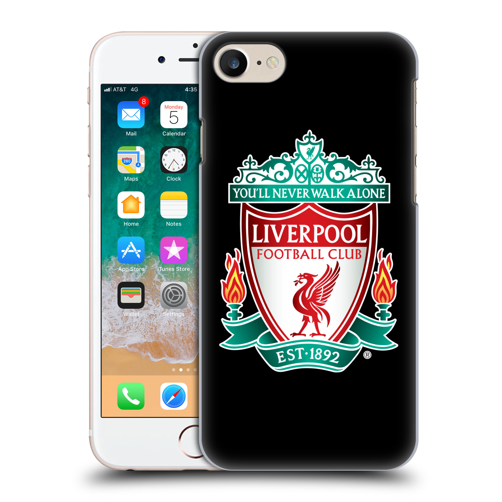 Plastové pouzdro na mobil Apple iPhone 7 HEAD CASE ZNAK LIVERPOOL FC OFFICIAL BLACK (Plastový kryt či obal na mobilní telefon Liverpool FC Official pro Apple iPhone 7)