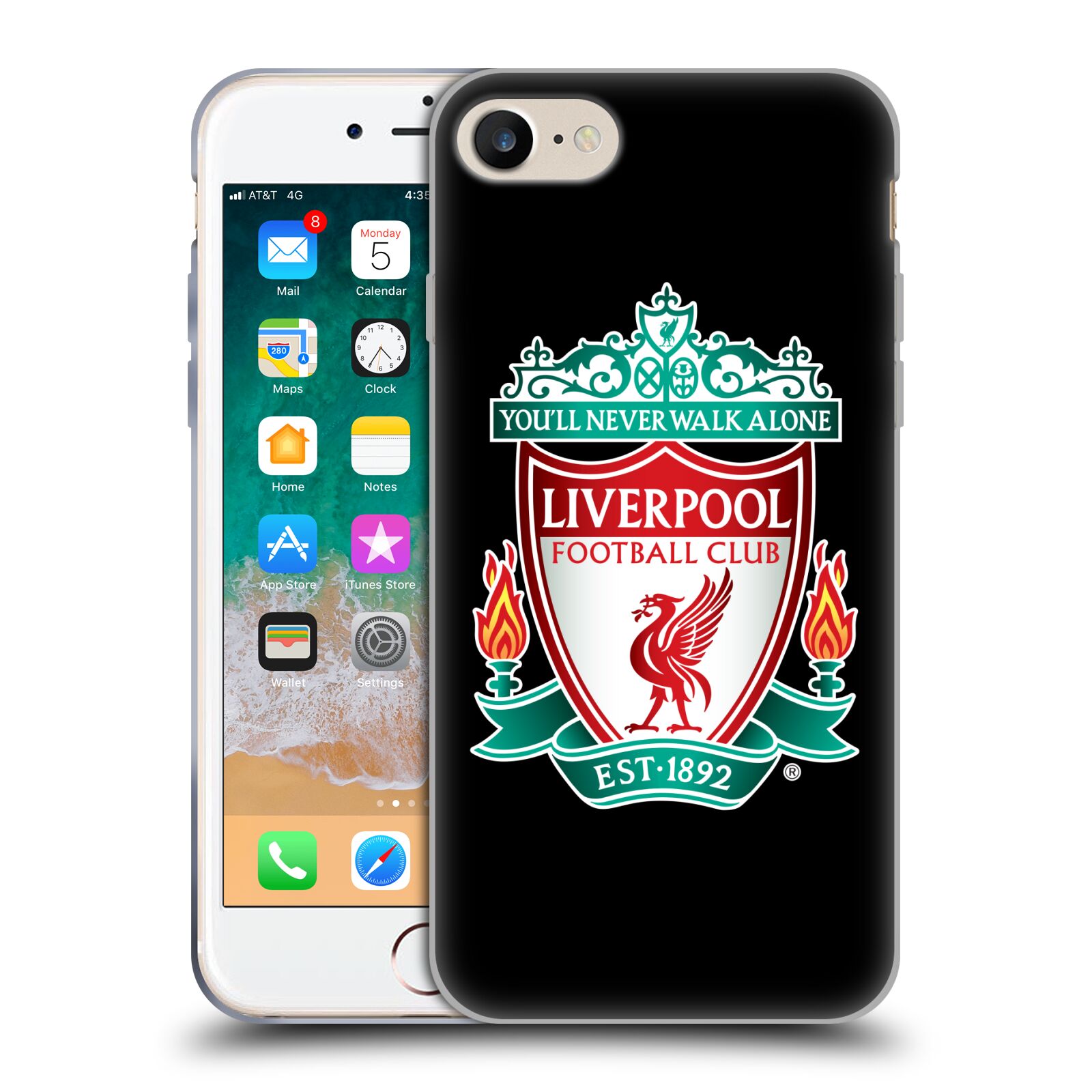 Silikonové pouzdro na mobil Apple iPhone 7 HEAD CASE ZNAK LIVERPOOL FC OFFICIAL BLACK (Silikonový kryt či obal na mobilní telefon Liverpool FC Official pro Apple iPhone 7)
