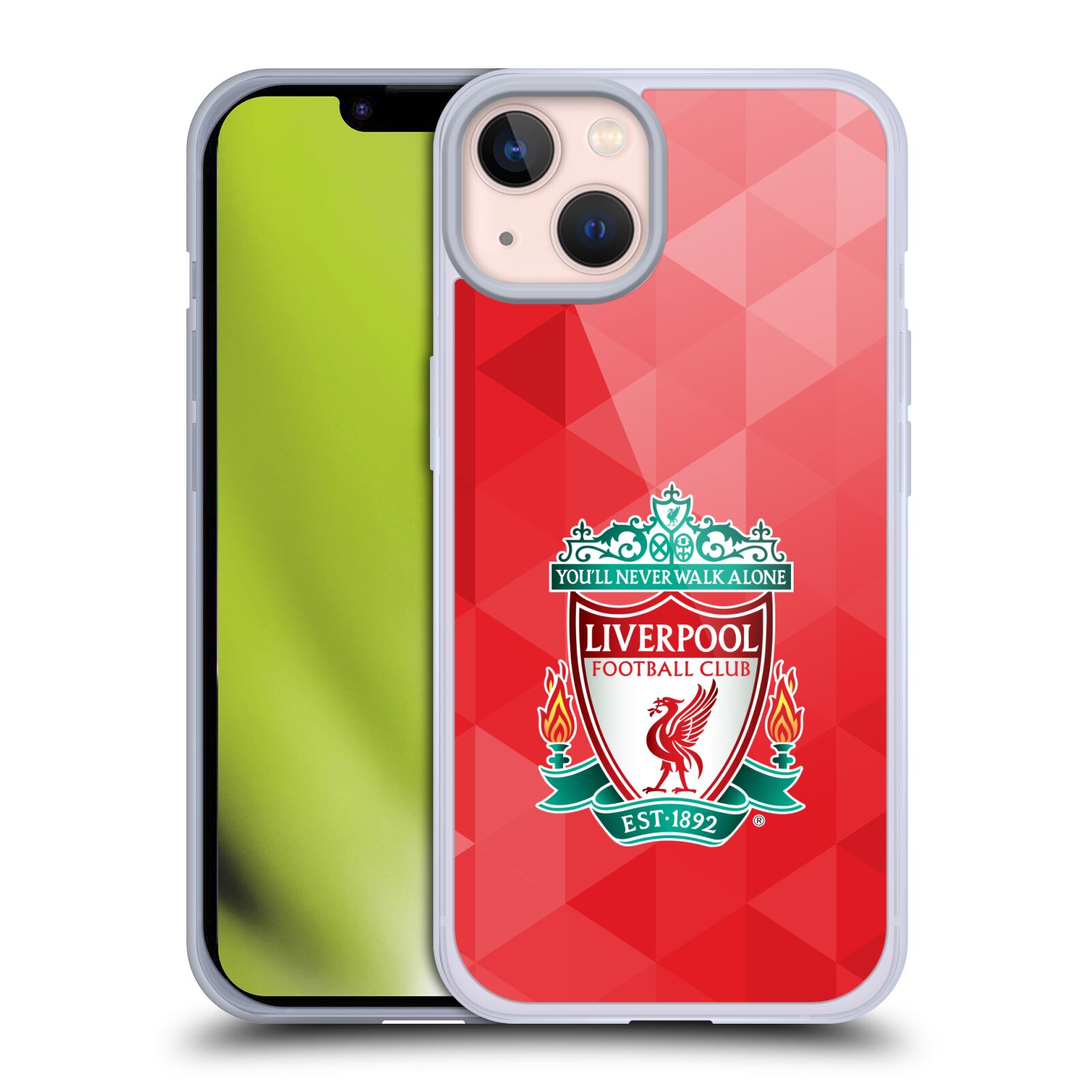 Silikonové pouzdro na mobil Apple iPhone 13 - Head Case - ZNAK LIVERPOOL FC OFFICIAL GEOMETRIC RED (Silikonový kryt, obal, pouzdro na mobilní telefon Apple iPhone 13 s motivem ZNAK LIVERPOOL FC OFFICIAL GEOMETRIC RED)