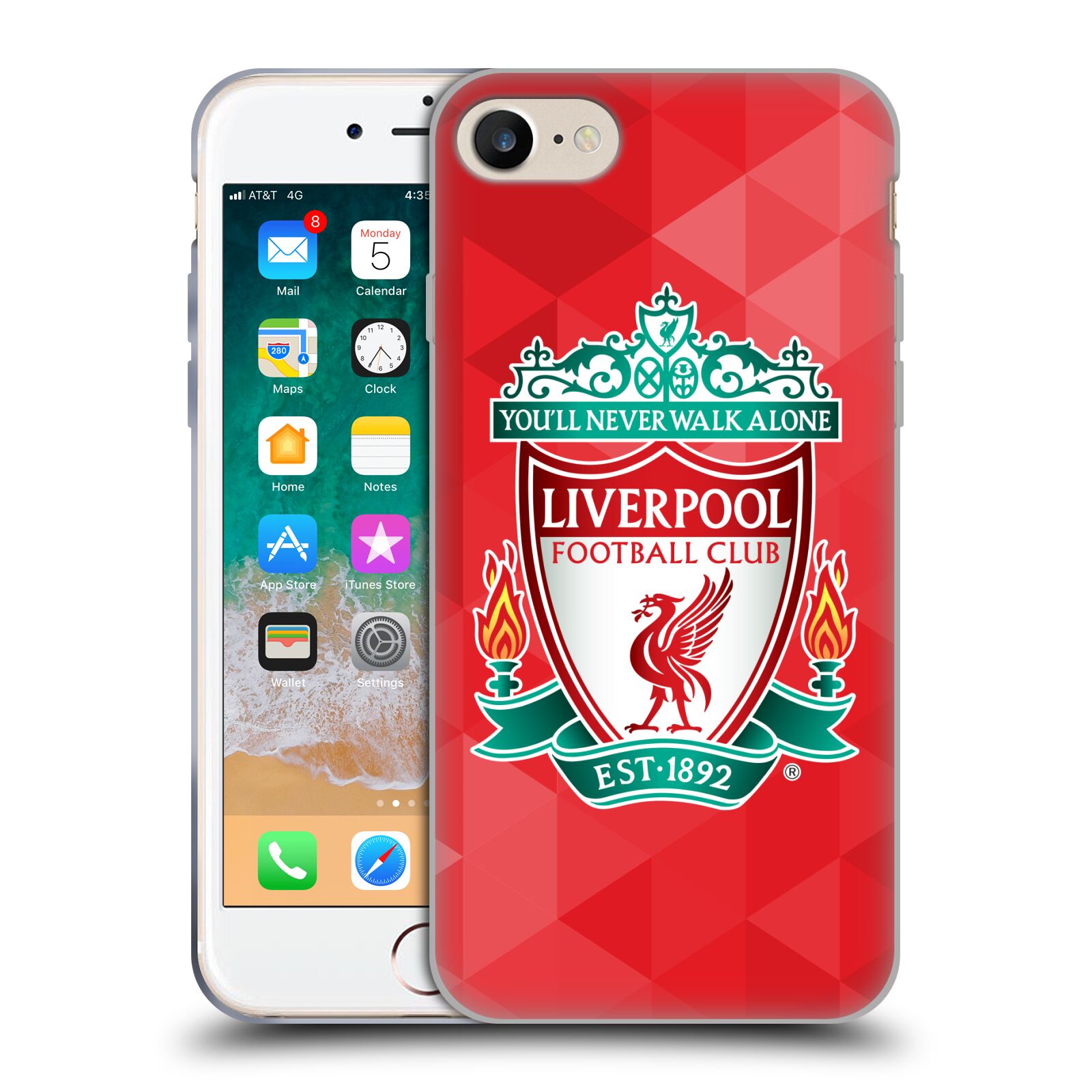Silikonové pouzdro na mobil Apple iPhone 7 HEAD CASE ZNAK LIVERPOOL FC OFFICIAL GEOMETRIC RED (Silikonový kryt či obal na mobilní telefon Liverpool FC Official pro Apple iPhone 7)