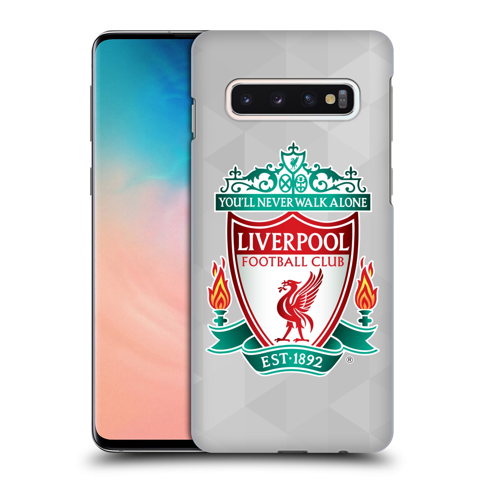 Plastové pouzdro na mobil Samsung Galaxy S10 - Head Case - ZNAK LIVERPOOL FC OFFICIAL GEOMETRIC WHITE