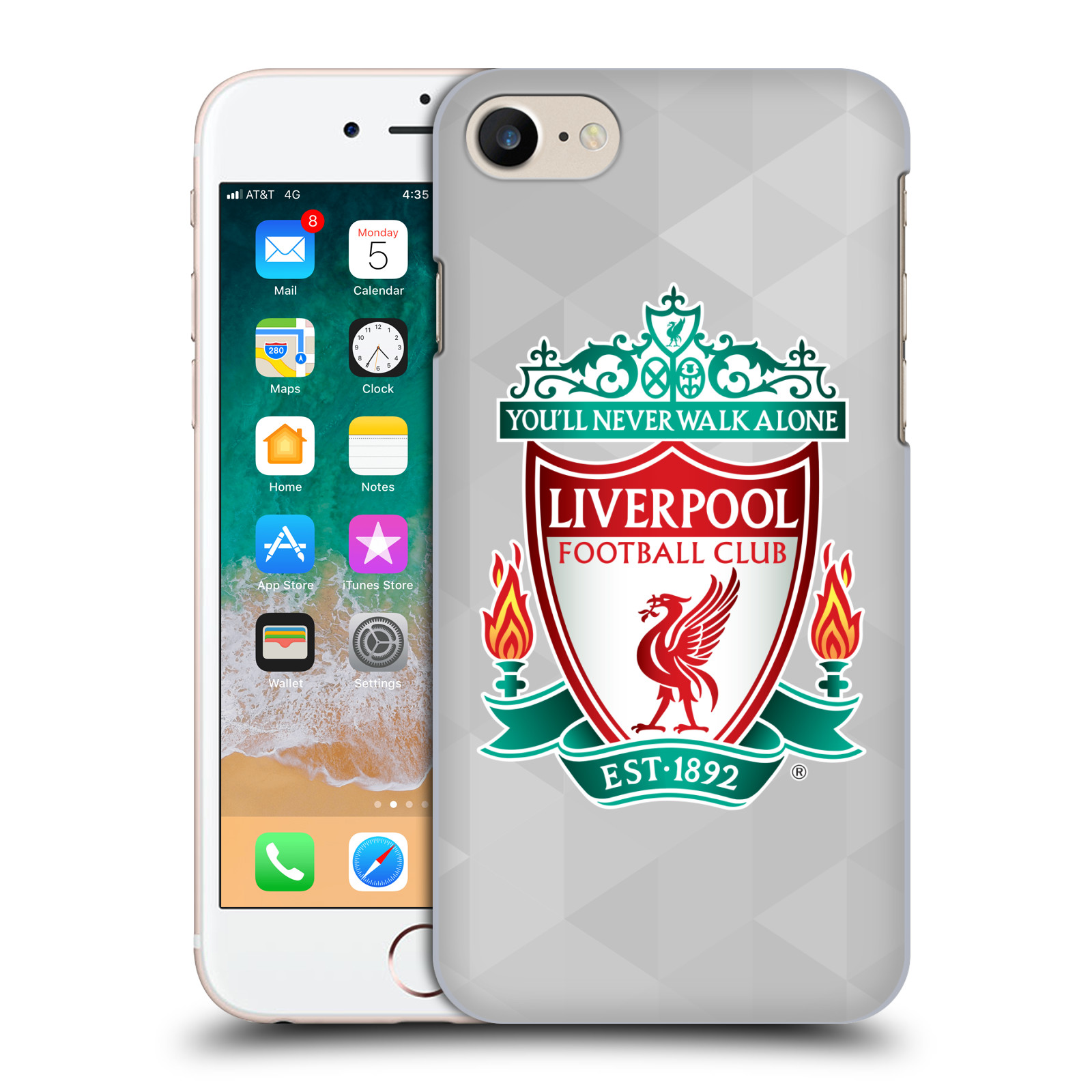 Plastové pouzdro na mobil Apple iPhone 7 HEAD CASE ZNAK LIVERPOOL FC OFFICIAL GEOMETRIC WHITE (Plastový kryt či obal na mobilní telefon Liverpool FC Official pro Apple iPhone 7)