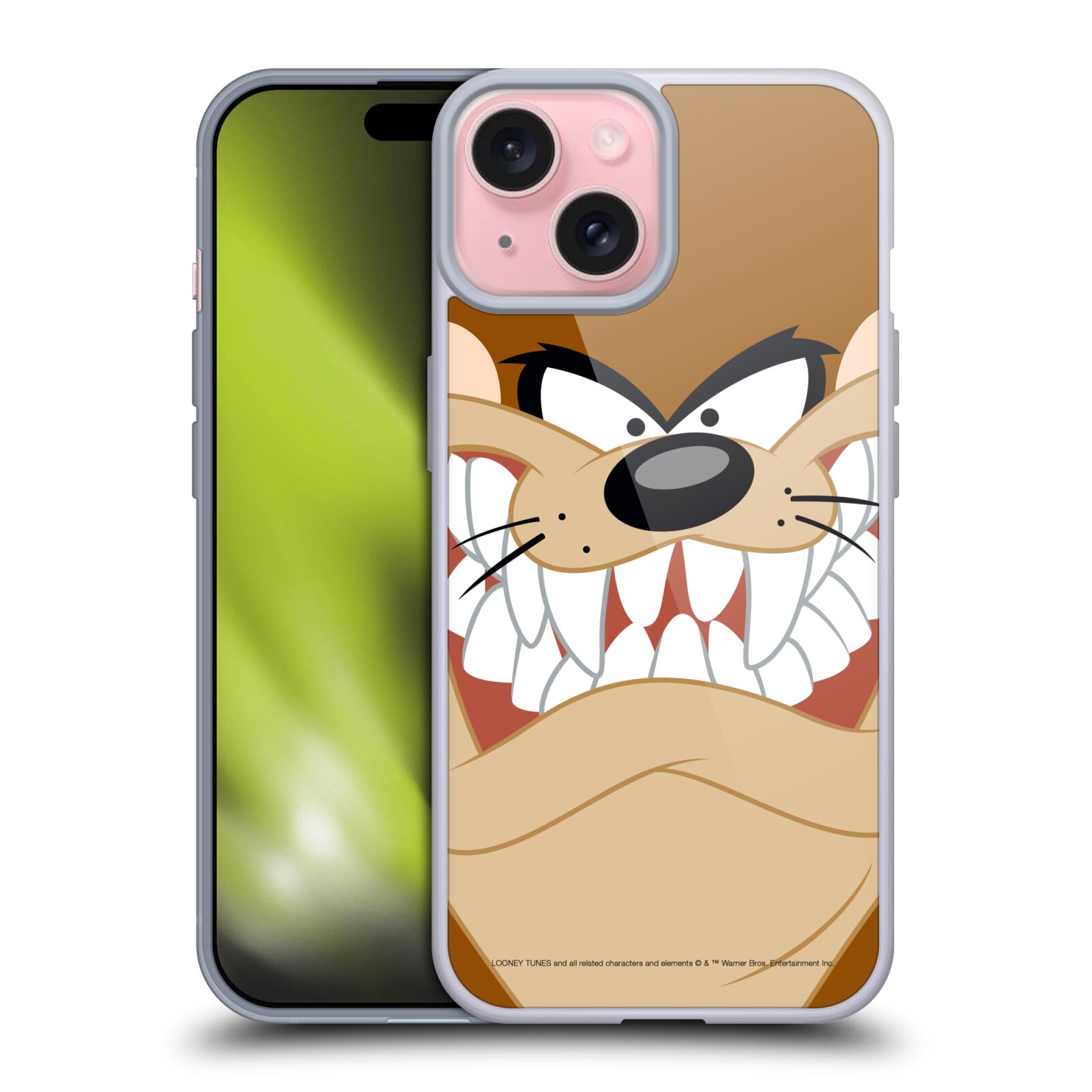 Silikonové lesklé pouzdro na mobil Apple iPhone 15 - Looney Tunes - Tasmanian Devil - Tasmánský Čert (Silikonový lesklý kryt, obal, pouzdro na mobilní telefon Apple iPhone 15 s licencovaným motivem Looney Tunes - Tasmanian Devil - Tasmánský Čert)
