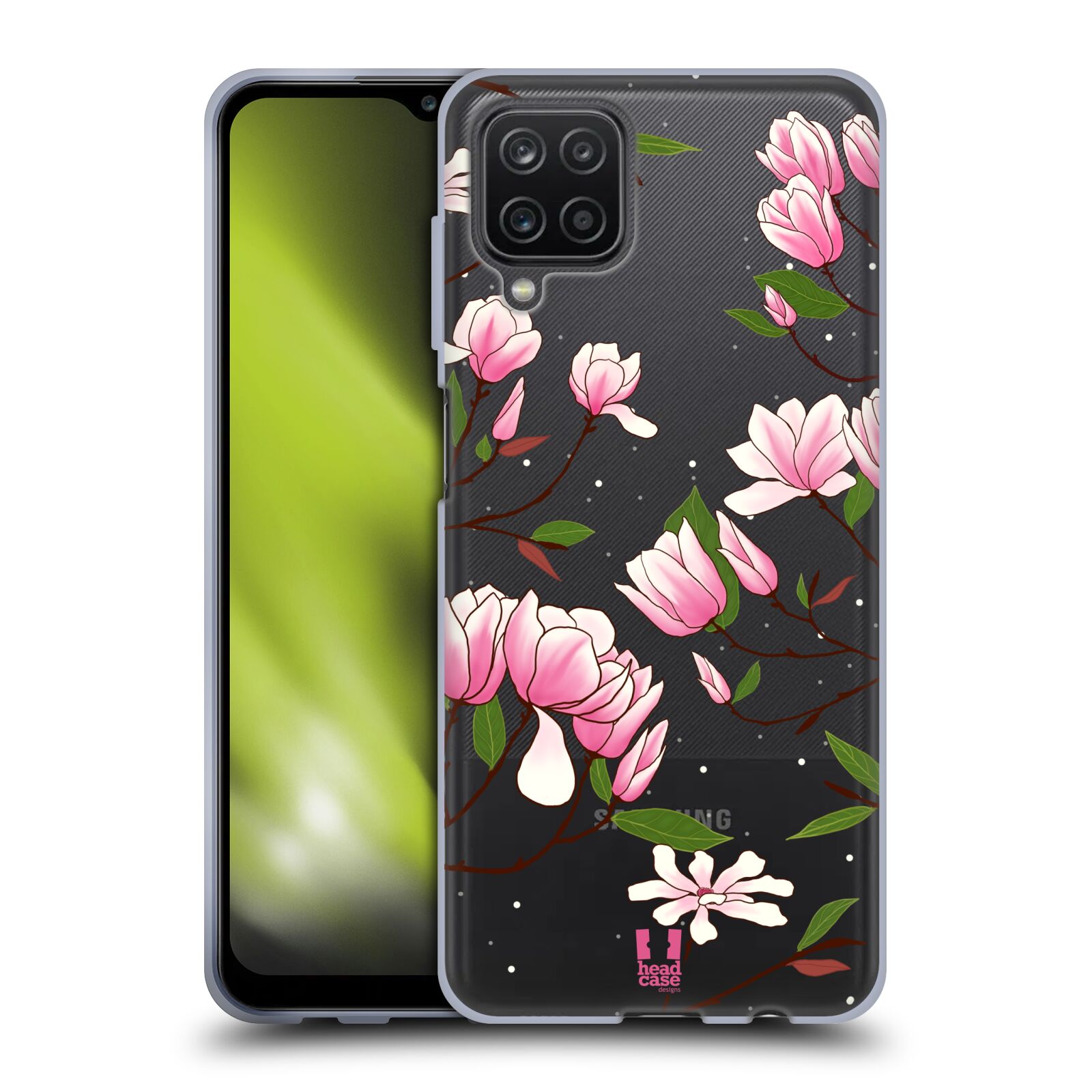 Silikonové pouzdro na mobil Samsung Galaxy A12 - Head Case - Růžovoučké květy (Silikonový kryt, obal, pouzdro na mobilní telefon Samsung Galaxy A12 s motivem Růžovoučké květy)