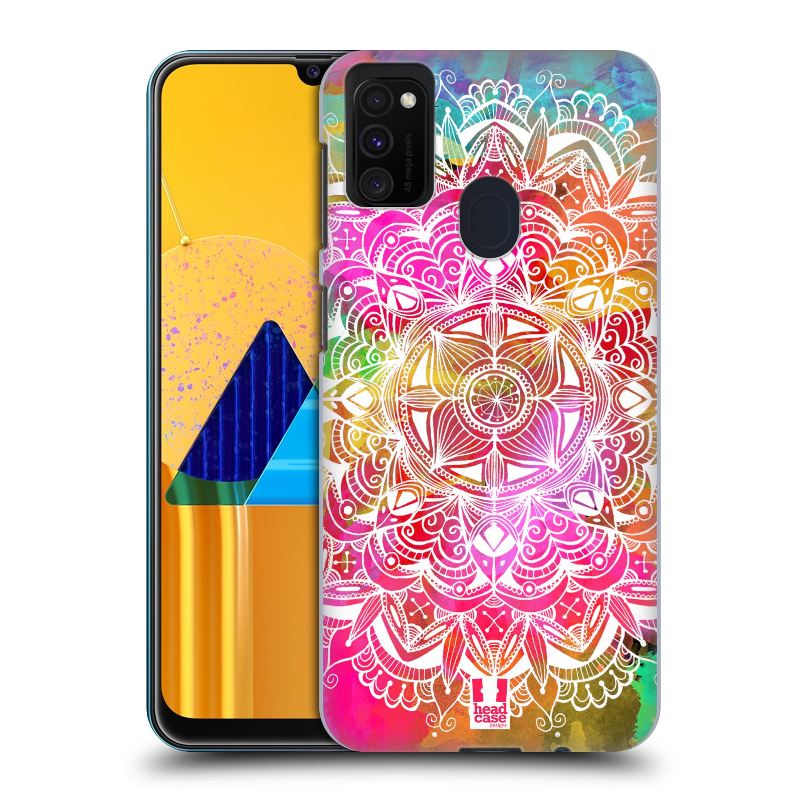 Plastové pouzdro na mobil Samsung Galaxy M21 - Head Case - Mandala Doodle Watercolour (Plastový kryt, pouzdro, obal na mobilní telefon Samsung Galaxy M21 M215F Dual Sim s motivem Mandala Doodle Watercolour)