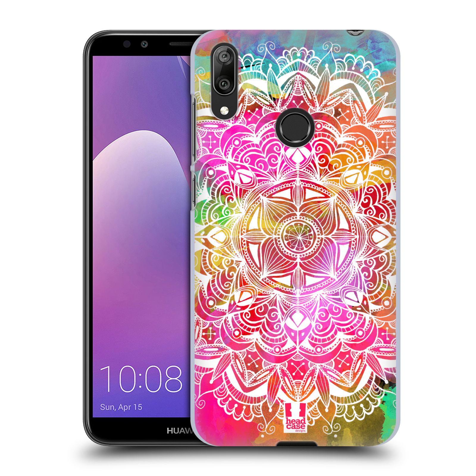 Plastové pouzdro na mobil Huawei Y7 (2019) - Head Case - Mandala Doodle Watercolour (Plastový kryt, pouzdro, obal na mobilní telefon Huawei Y7 2019 s motivem Mandala Doodle Watercolour)