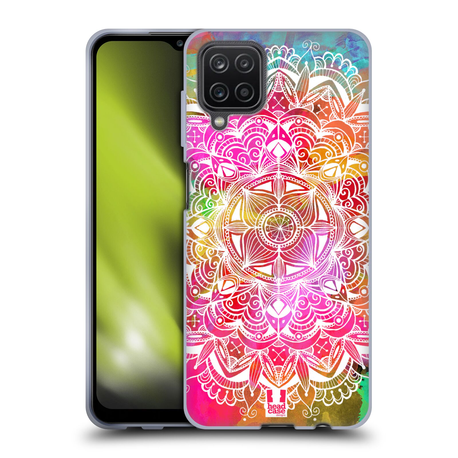 Silikonové pouzdro na mobil Samsung Galaxy A12 - Head Case - Mandala Doodle Watercolour (Silikonový kryt, obal, pouzdro na mobilní telefon Samsung Galaxy A12 s motivem Mandala Doodle Watercolour)