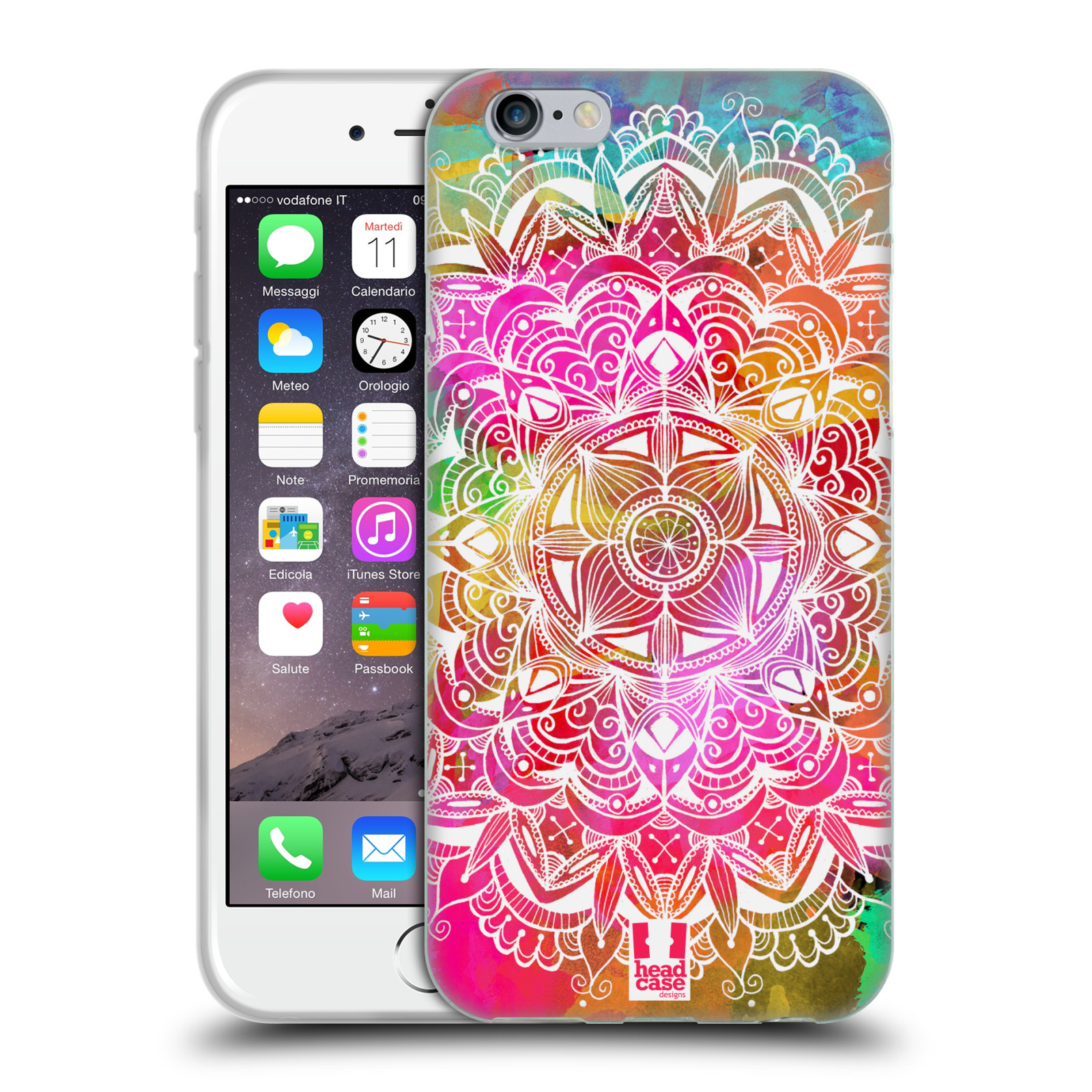 Silikonové pouzdro na mobil Apple iPhone 6 HEAD CASE Mandala Doodle Watercolour (Silikonový kryt či obal na mobilní telefon Apple iPhone 6)