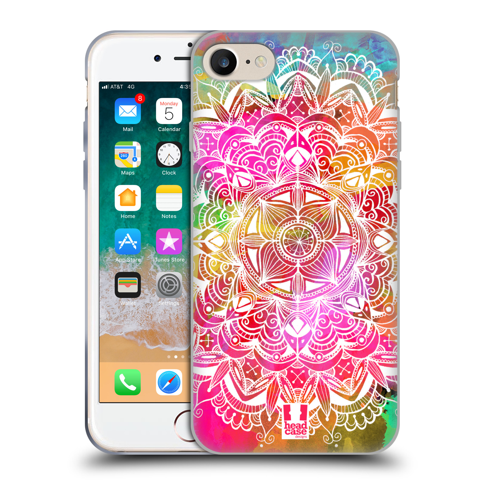Silikonové pouzdro na mobil Apple iPhone 7 HEAD CASE Mandala Doodle Watercolour (Silikonový kryt či obal na mobilní telefon Apple iPhone 7)