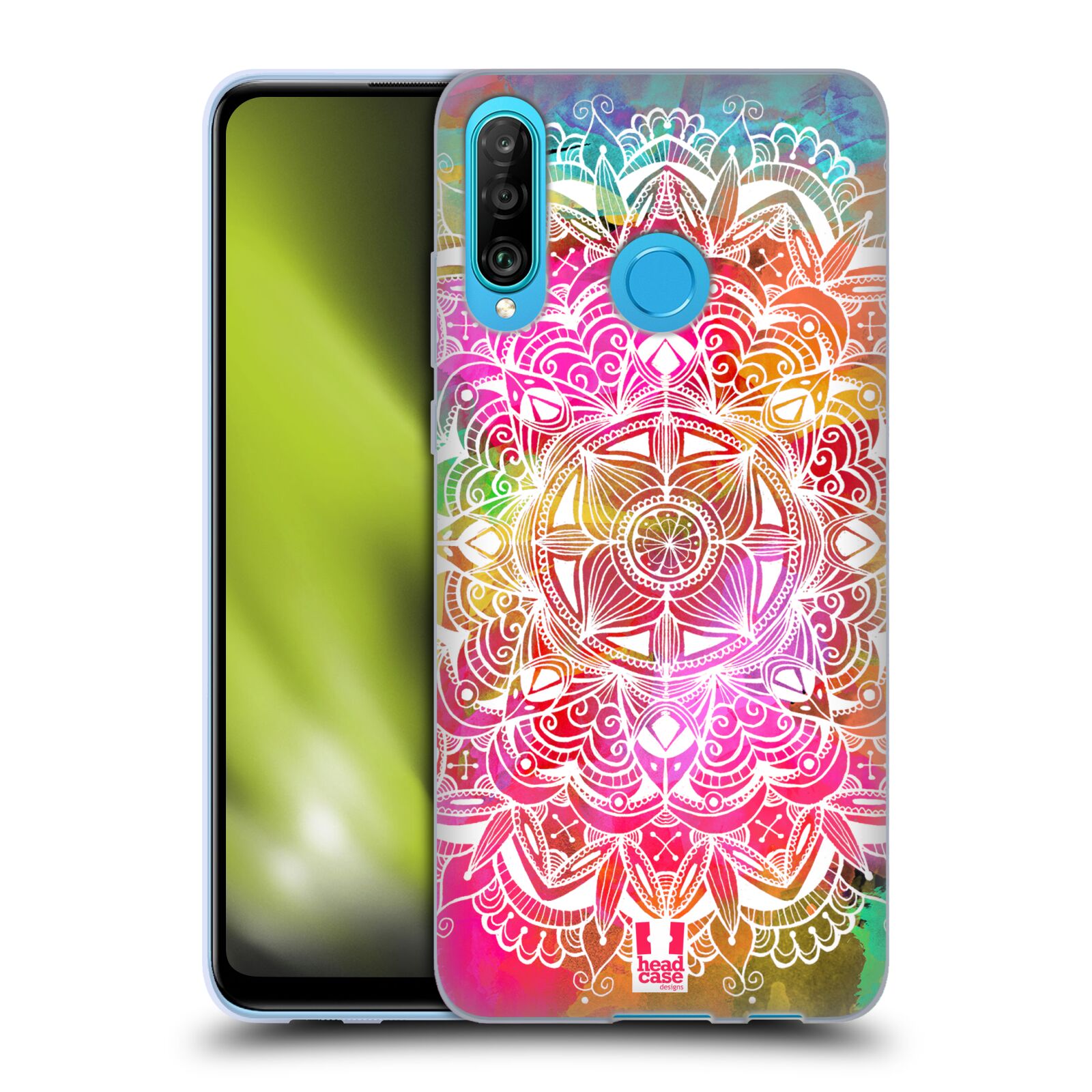 Silikonové pouzdro na mobil Huawei P30 Lite - Head Case - Mandala Doodle Watercolour (Silikonový kryt, obal, pouzdro na mobilní telefon Huawei P30 Lite Dual Sim (MAR-L01A, MAR-L21A, MAR-LX1A) s motivem Mandala Doodle Watercolour)