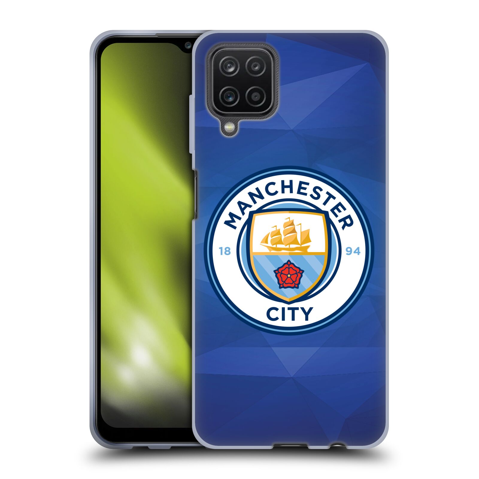 Silikonové pouzdro na mobil Samsung Galaxy A12 - Head Case - Manchester City FC - Modré nové logo (Silikonový kryt, obal, pouzdro na mobilní telefon Samsung Galaxy A12 s motivem Manchester City FC - Modré nové logo)