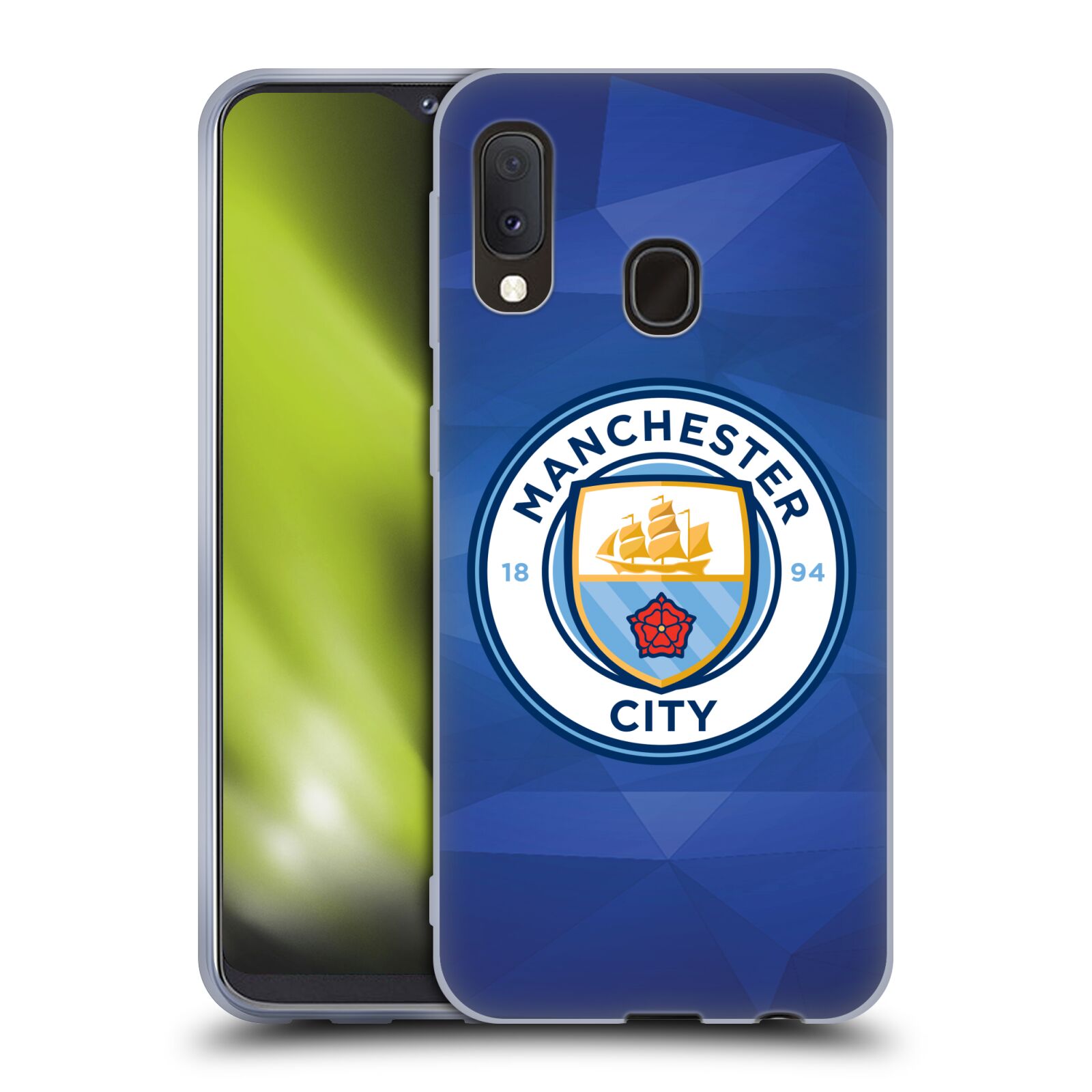 Silikonové pouzdro na mobil Samsung Galaxy A20e - Head Case - Manchester City FC - Modré nové logo