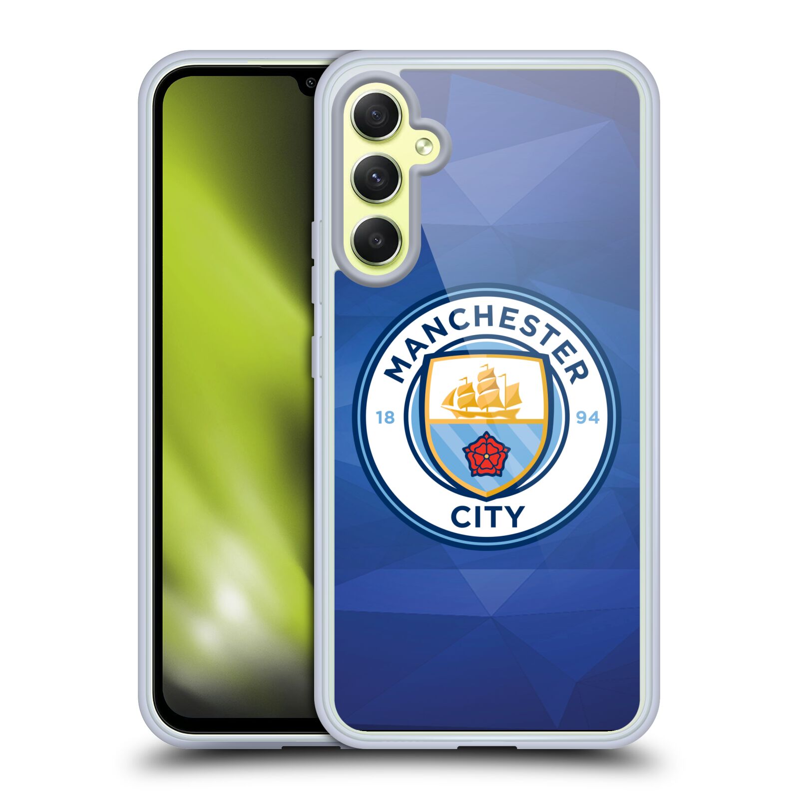 Silikonové pouzdro na mobil Samsung Galaxy A34 5G - Head Case - Manchester City FC - Modré nové logo (Silikonový kryt, obal, pouzdro na mobilní telefon Samsung Galaxy A34 5G s motivem Manchester City FC - Modré nové logo)