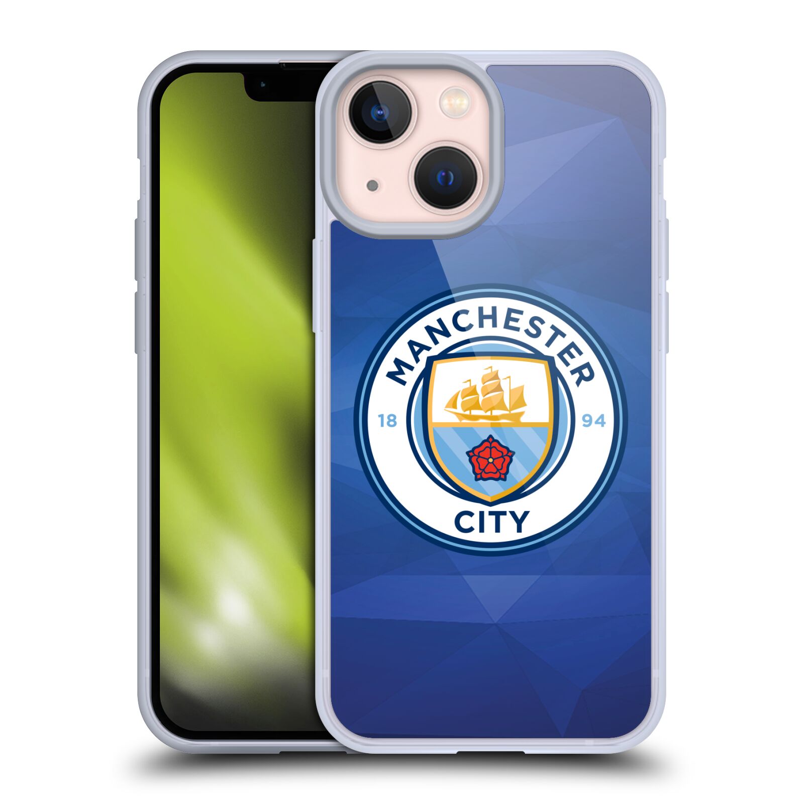 Silikonové pouzdro na mobil Apple iPhone 13 Mini - Head Case - Manchester City FC - Modré nové logo