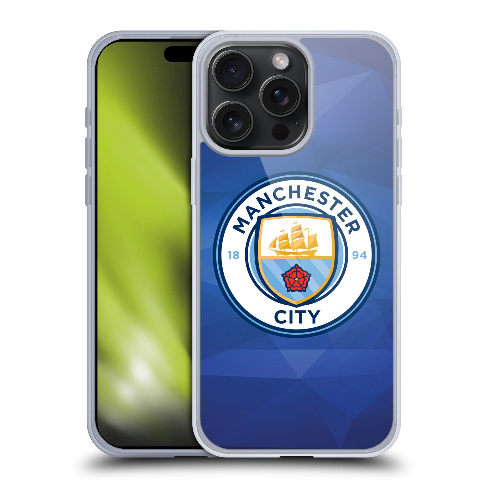 Silikonové lesklé pouzdro na mobil Apple iPhone 15 Pro Max - Head Case - Manchester City FC - Modré nové logo (Silikonový lesklý kryt, obal, pouzdro na mobilní telefon Apple iPhone 15 Pro Max s motivem Manchester City FC - Modré nové logo)