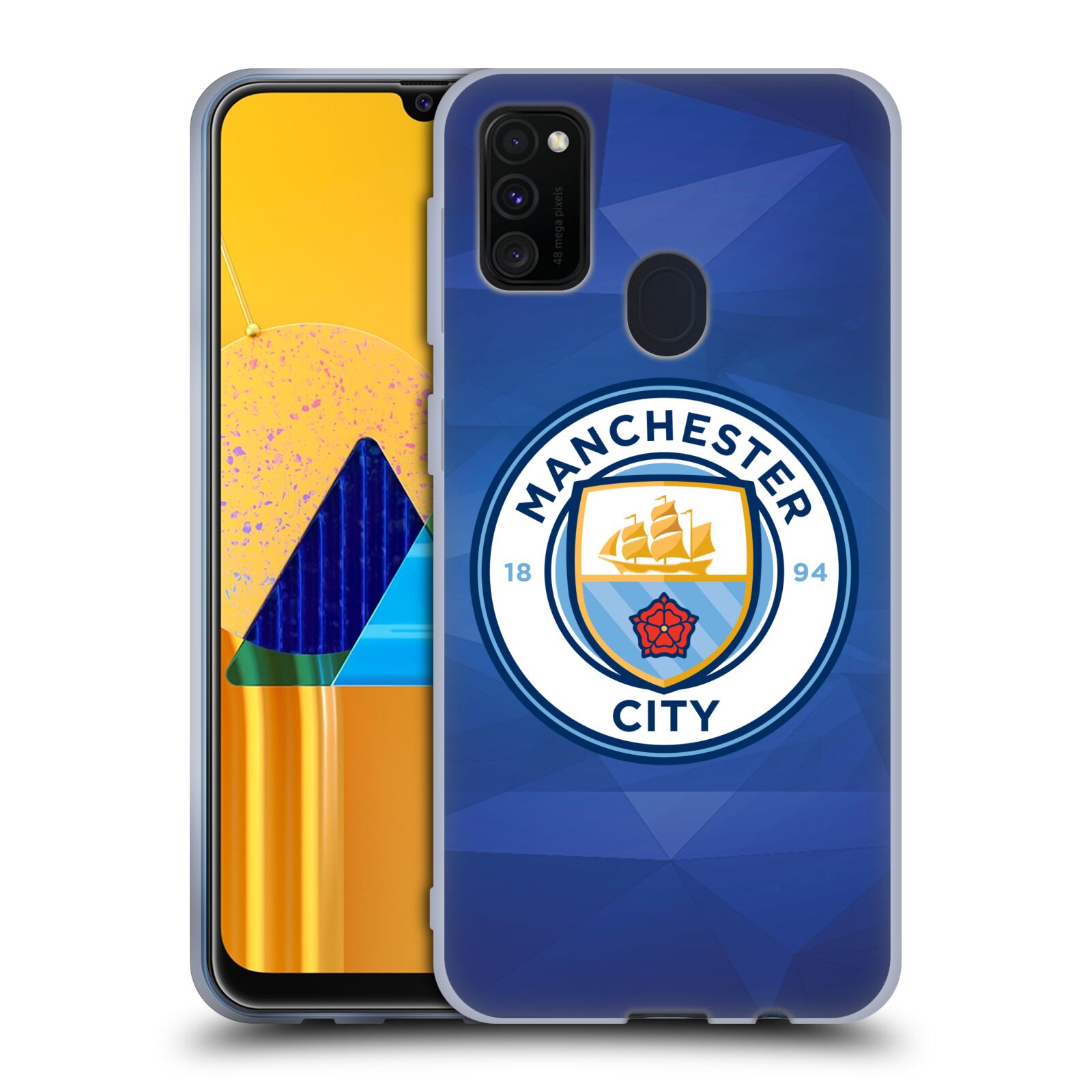 Silikonové pouzdro na mobil Samsung Galaxy M21 - Head Case - Manchester City FC - Modré nové logo (Silikonový kryt, obal, pouzdro na mobilní telefon Samsung Galaxy M21 M215F Dual Sim s motivem Manchester City FC - Modré nové logo)