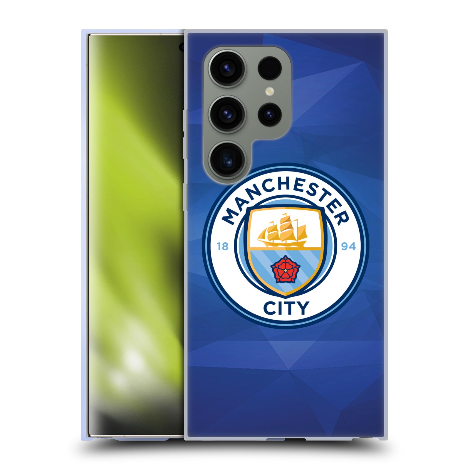 Silikonové lesklé pouzdro na mobil Samsung Galaxy S24 Ultra - Head Case - Manchester City FC - Modré nové logo (Silikonový kryt, obal, pouzdro na mobilní telefon Samsung Galaxy S24 Ultra s motivem Manchester City FC - Modré nové logo)
