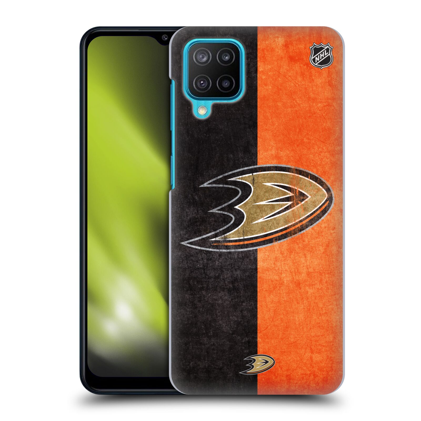 Plastové pouzdro na mobil Samsung Galaxy M12 - NHL - Půlené logo Anaheim Ducks