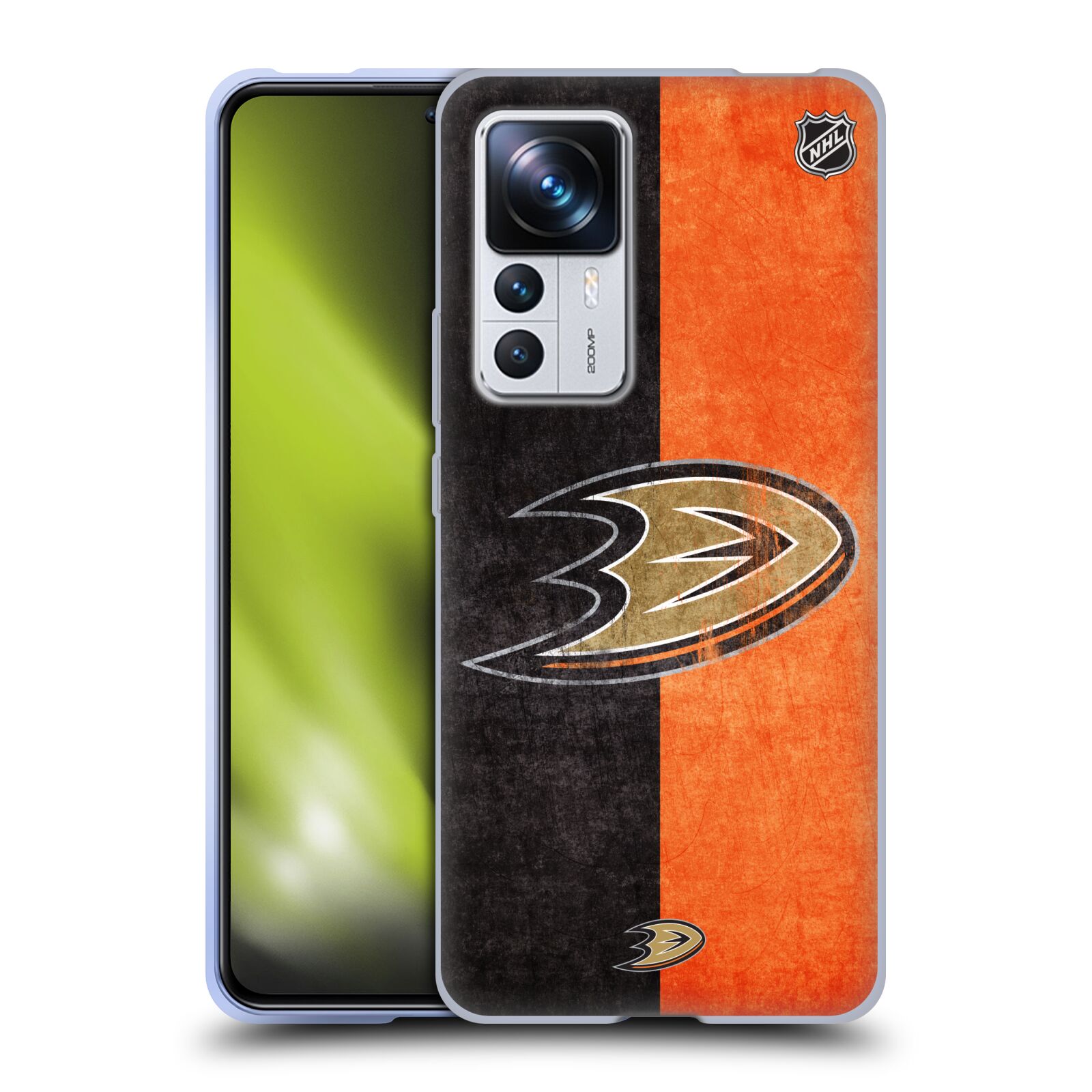 Silikonové pouzdro na mobil Xiaomi 12T / 12T Pro - NHL - Půlené logo Anaheim Ducks (Silikonový kryt, obal, pouzdro na mobilní telefon Xiaomi 12T / 12T Pro s licencovaným motivem NHL - Půlené logo Anaheim Ducks)