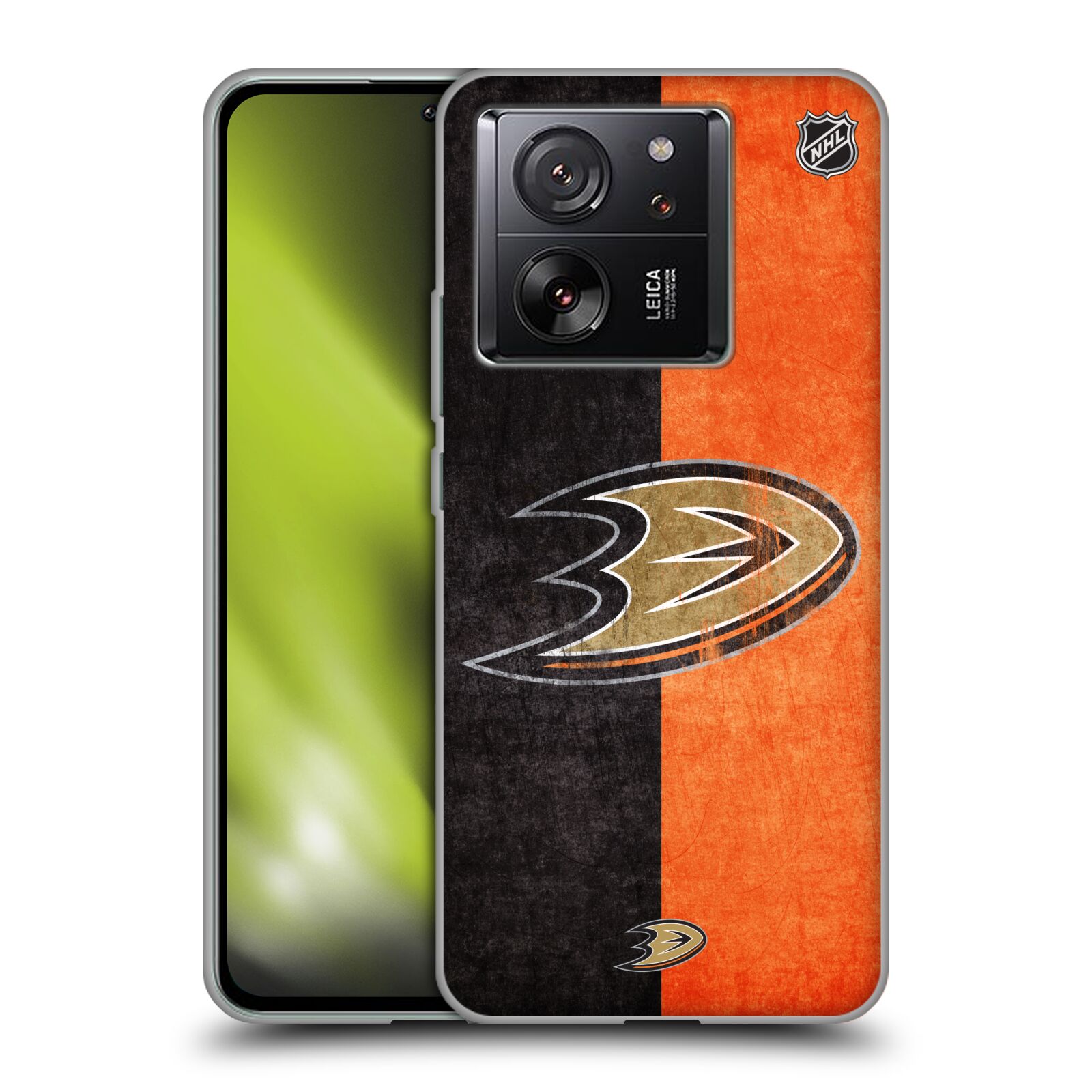 Silikonové pouzdro na mobil Xiaomi 13T / 13T Pro - NHL - Půlené logo Anaheim Ducks (Silikonový kryt, obal, pouzdro na mobilní telefon Xiaomi 13T / 13T Pro s licencovaným motivem NHL - Půlené logo Anaheim Ducks)