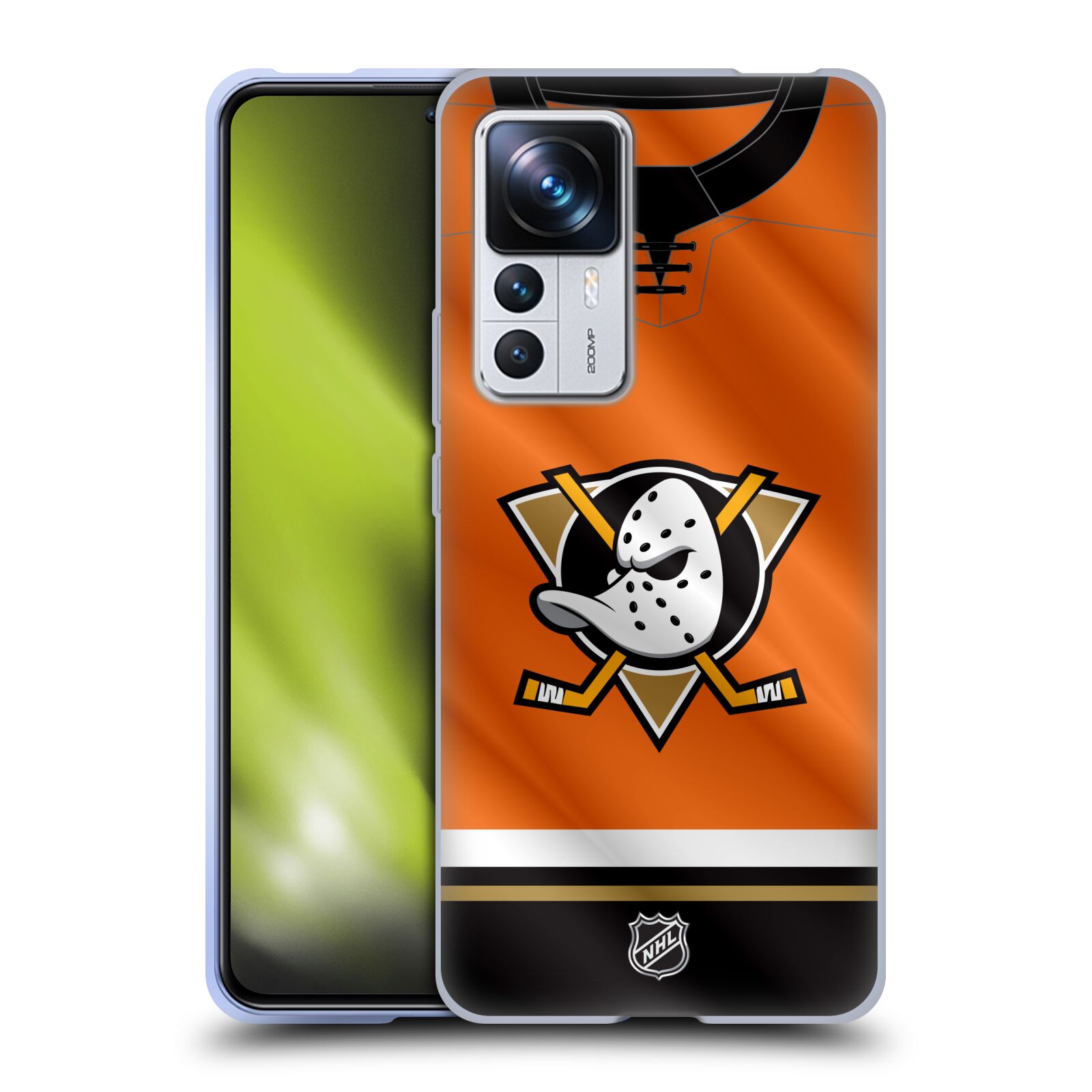 Silikonové pouzdro na mobil Xiaomi 12T / 12T Pro - NHL - Dres Anaheim Ducks (Silikonový kryt, obal, pouzdro na mobilní telefon Xiaomi 12T / 12T Pro s licencovaným motivem NHL - Dres Anaheim Ducks)