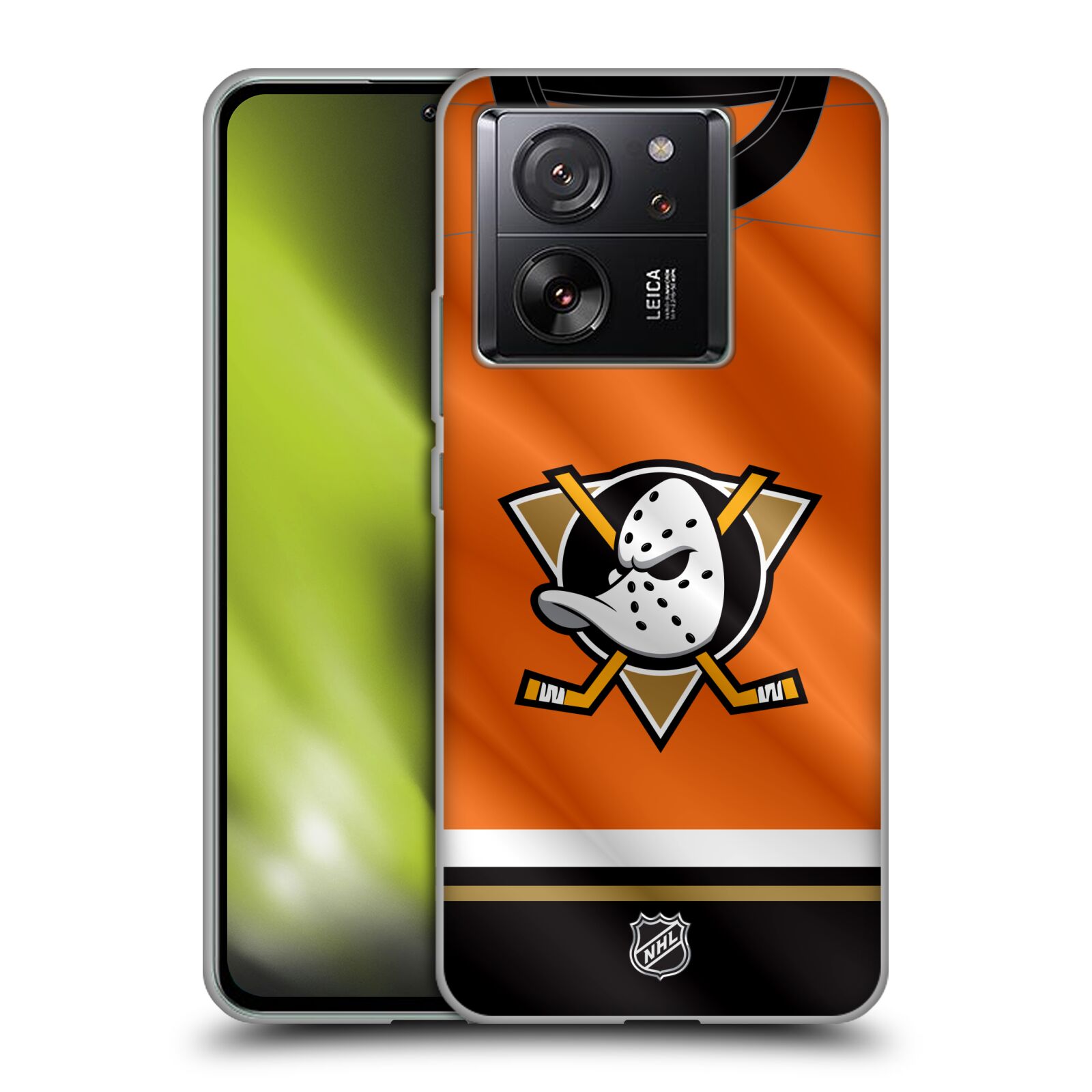 Silikonové pouzdro na mobil Xiaomi 13T / 13T Pro - NHL - Dres Anaheim Ducks (Silikonový kryt, obal, pouzdro na mobilní telefon Xiaomi 13T / 13T Pro s licencovaným motivem NHL - Dres Anaheim Ducks)