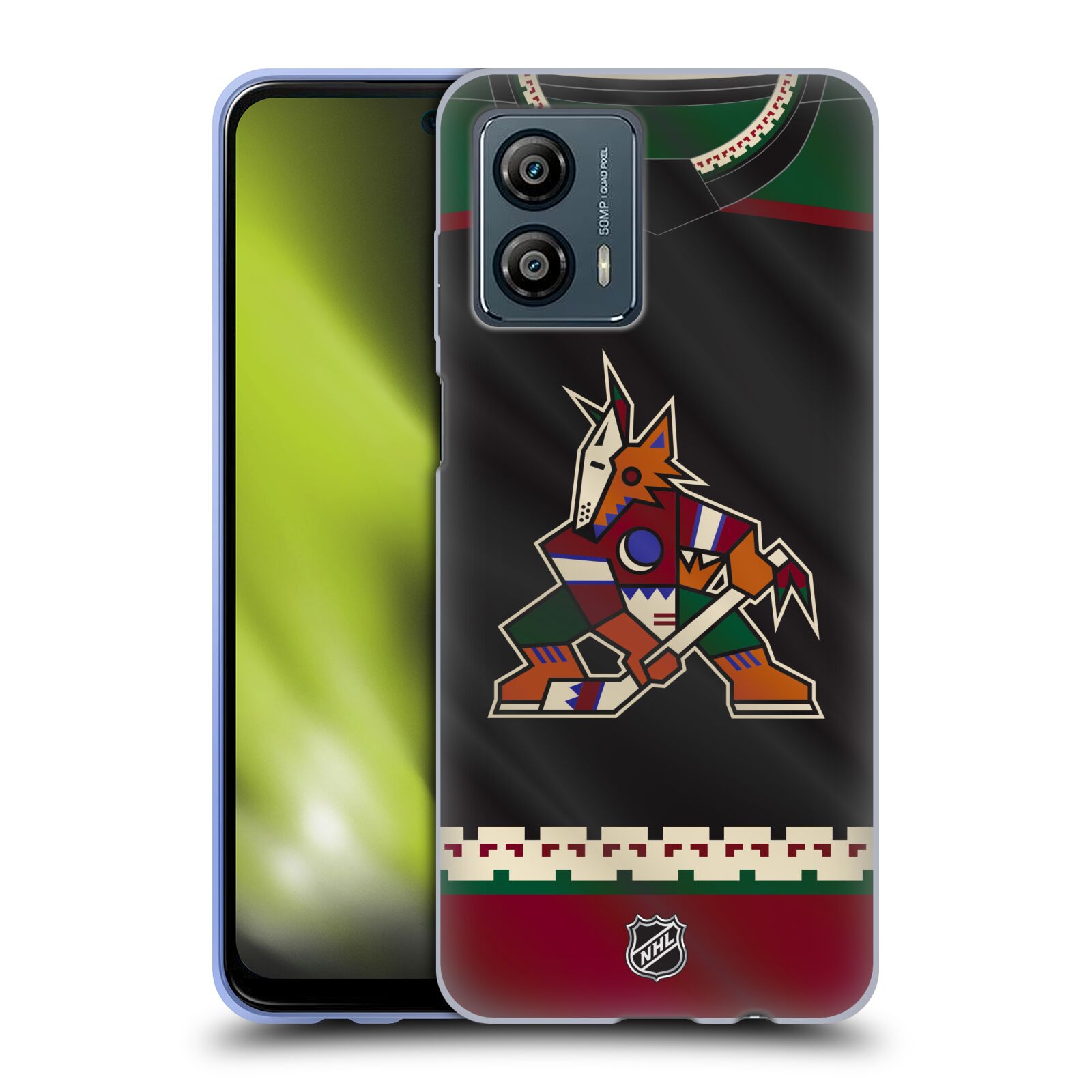 Silikonové pouzdro na mobil Motorola Moto G53 5G - NHL - Dres Arizona Coyotes (Silikonový kryt, obal, pouzdro na mobilní telefon Motorola Moto G53 5G s licencovaným motivem NHL - Dres Arizona Coyotes)