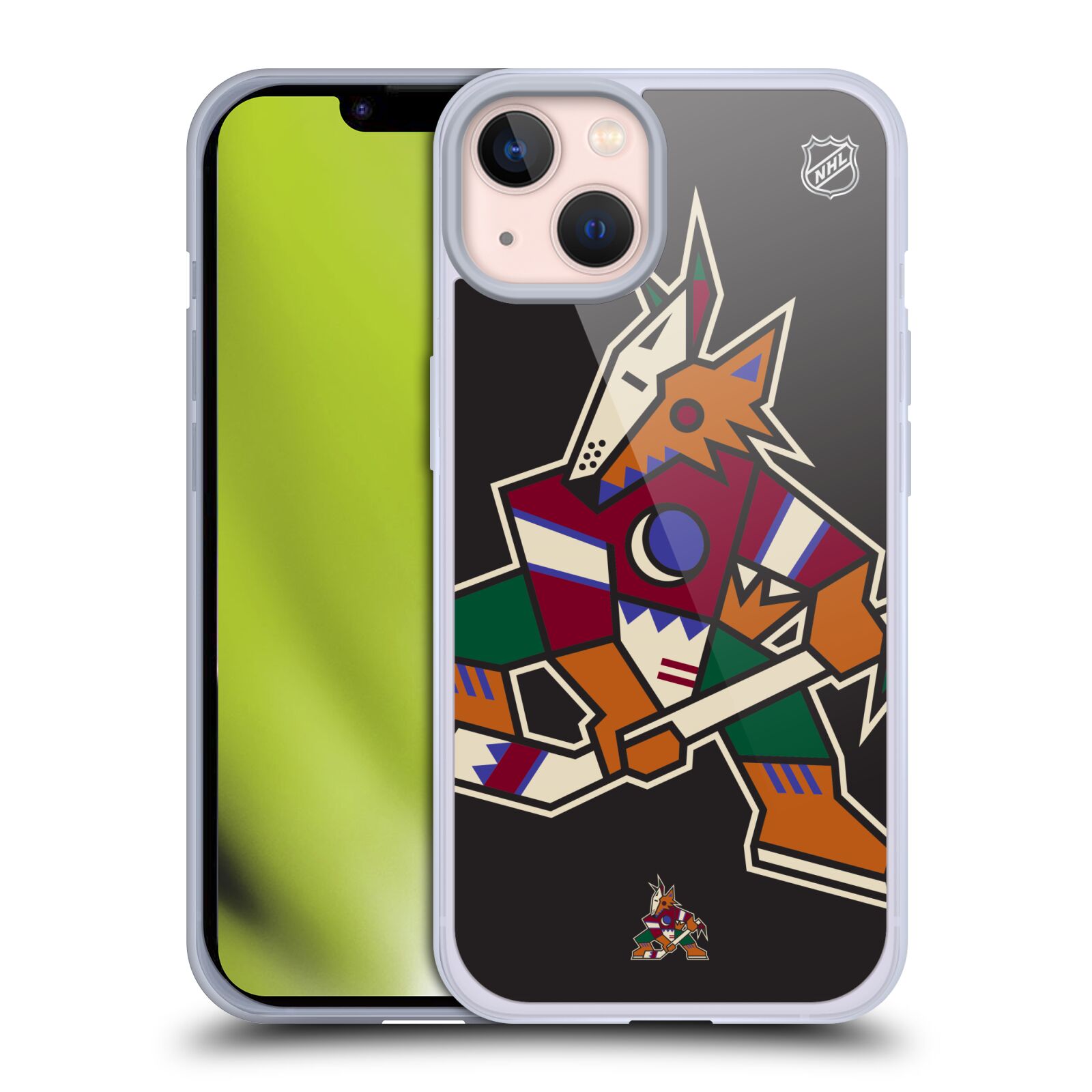 Silikonové pouzdro na mobil Apple iPhone 13 - NHL - Velké logo Arizona Coyotes (Silikonový kryt, obal, pouzdro na mobilní telefon Apple iPhone 13 s licencovaným motivem NHL - Velké logo Arizona Coyotes)