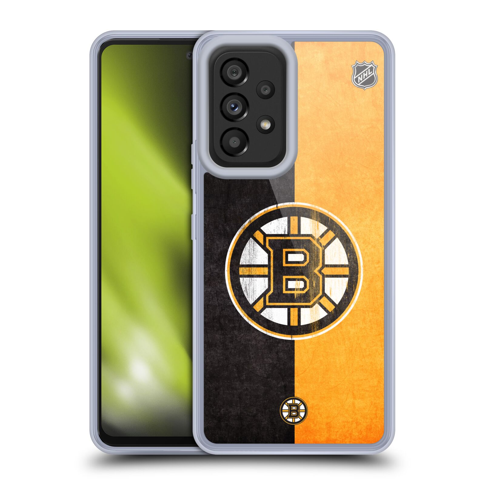 Silikonové pouzdro na mobil Samsung Galaxy A53 5G - NHL - Půlené logo Boston Bruins - AKCE (Silikonový kryt, obal, pouzdro na mobilní telefon Samsung Galaxy A53 5G s licencovaným motivem NHL - Půlené logo Boston Bruins)