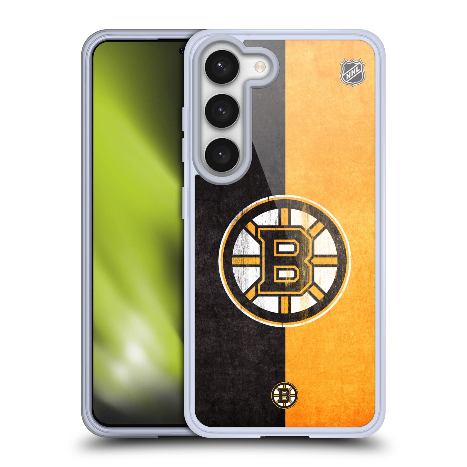 Silikonové pouzdro na mobil Samsung Galaxy S23 - NHL - Půlené logo Boston Bruins (Silikonový kryt, obal, pouzdro na mobilní telefon Samsung Galaxy S23 s licencovaným motivem NHL - Půlené logo Boston Bruins)