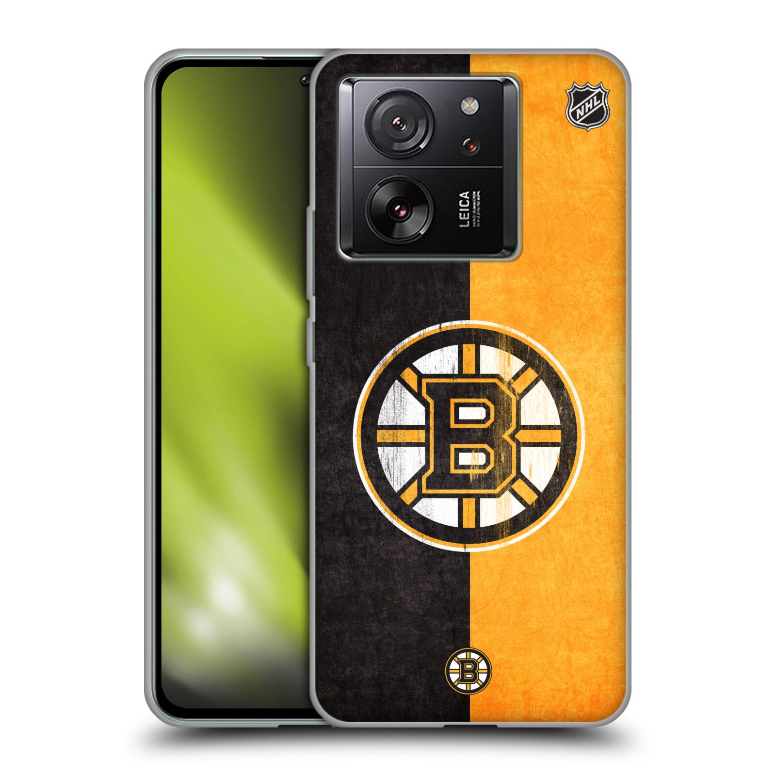 Silikonové pouzdro na mobil Xiaomi 13T / 13T Pro - NHL - Půlené logo Boston Bruins (Silikonový kryt, obal, pouzdro na mobilní telefon Xiaomi 13T / 13T Pro s licencovaným motivem NHL - Půlené logo Boston Bruins)