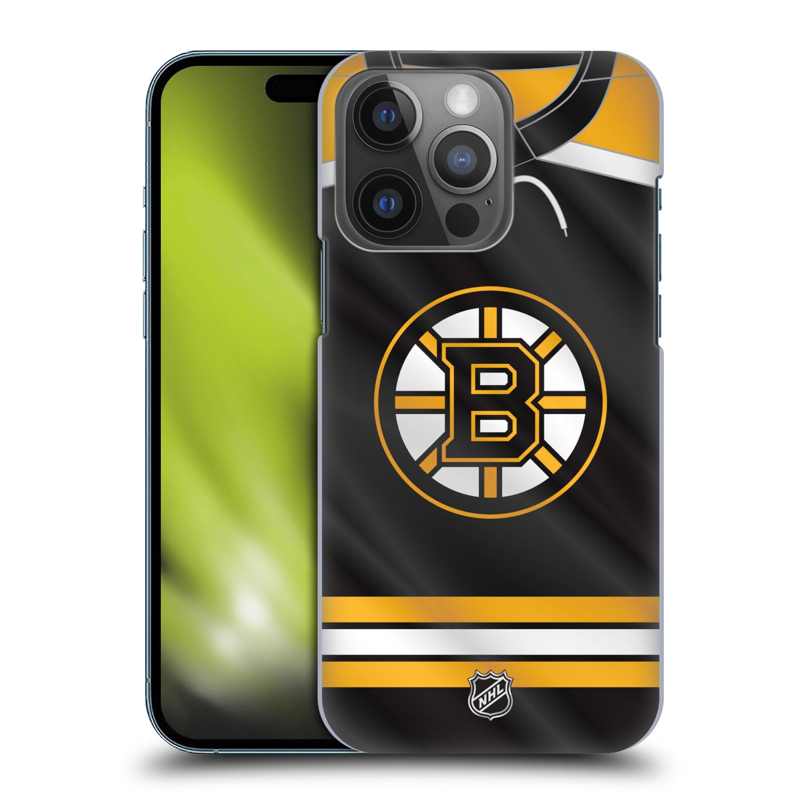Plastové pouzdro na mobil Apple iPhone 14 Pro - NHL - Dres Boston Bruins (Plastový kryt, pouzdro, obal na mobilní telefon Apple iPhone 14 Pro s licencovaným motivem NHL - Dres Boston Bruins)