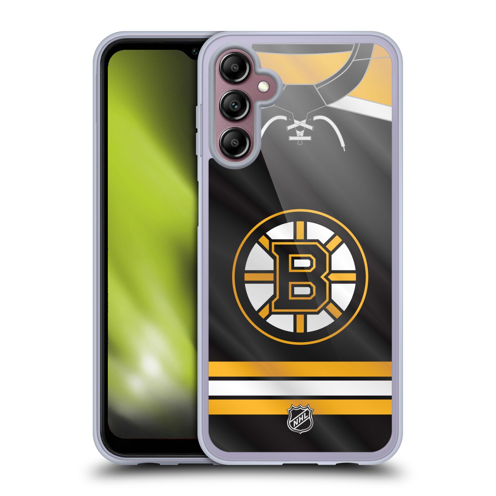 Silikonové pouzdro na mobil Samsung Galaxy A14 5G / LTE - NHL - Dres Boston Bruins (Silikonový kryt, obal, pouzdro na mobilní telefon Samsung Galaxy A14 5G / LTE s licencovaným motivem NHL - Dres Boston Bruins)